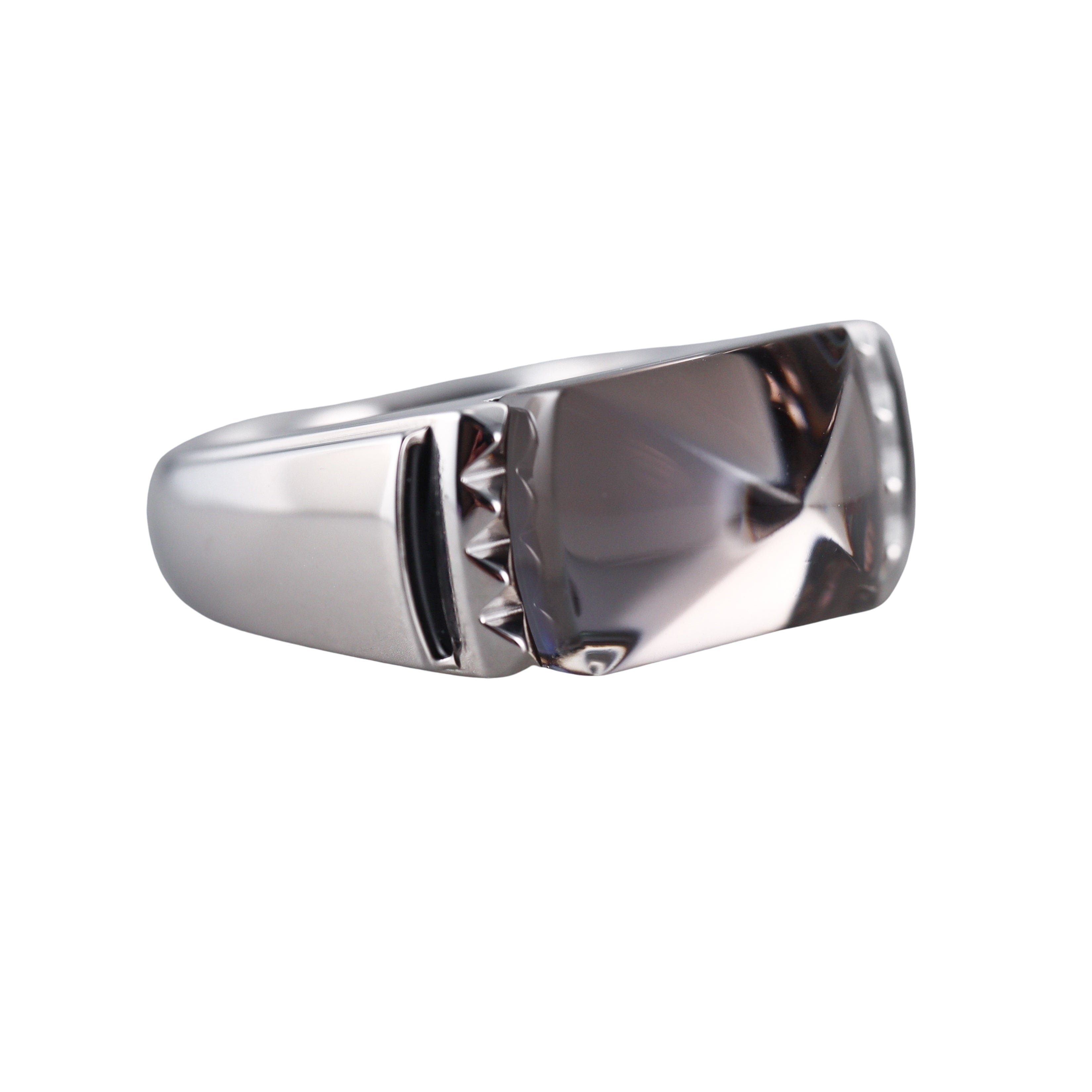 Baccarat Louxor Sterling Silver Gray Crystal Statement Ring 2808018