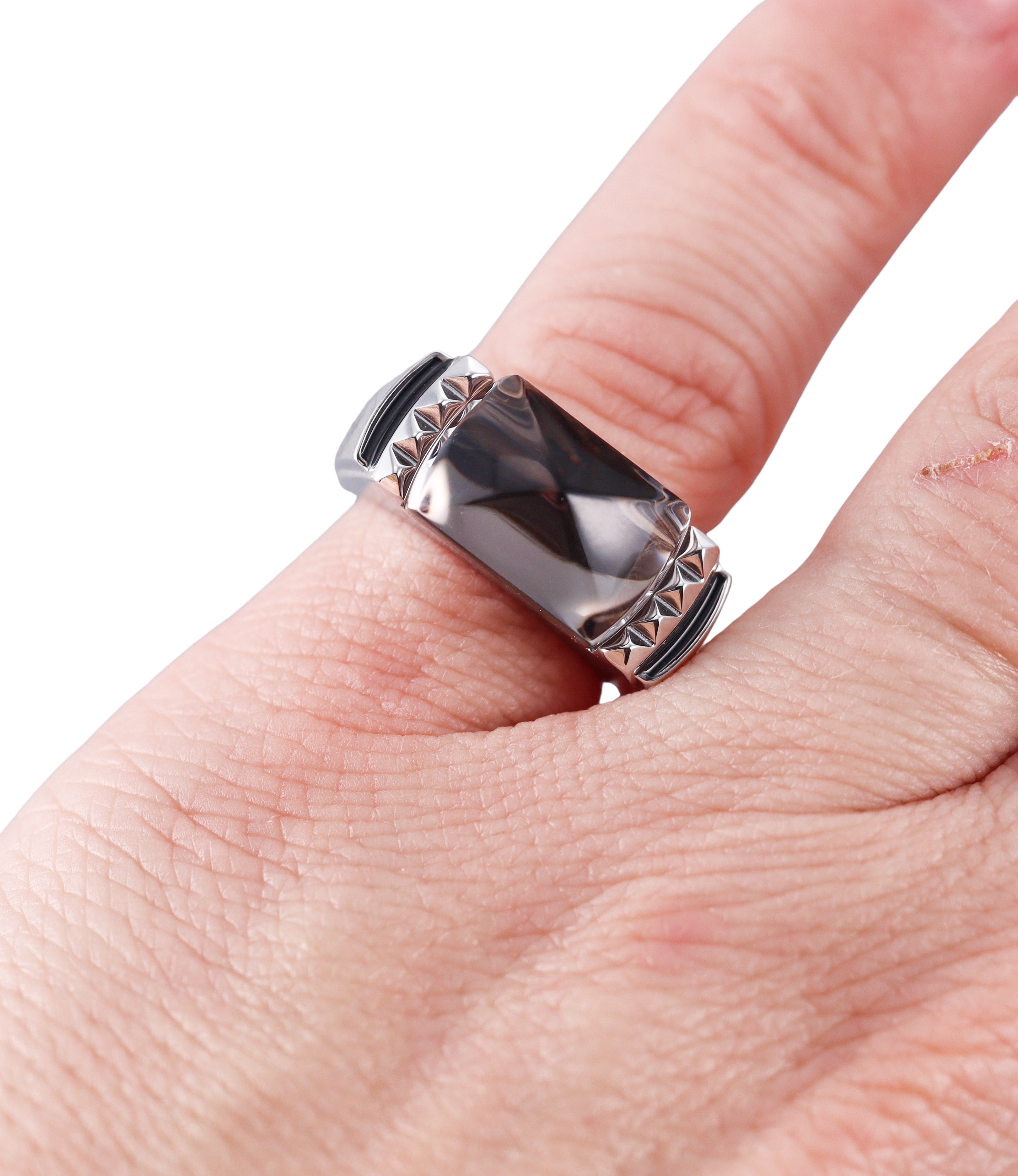 Baccarat Louxor Sterling Silver Gray Crystal Statement Ring 2808018