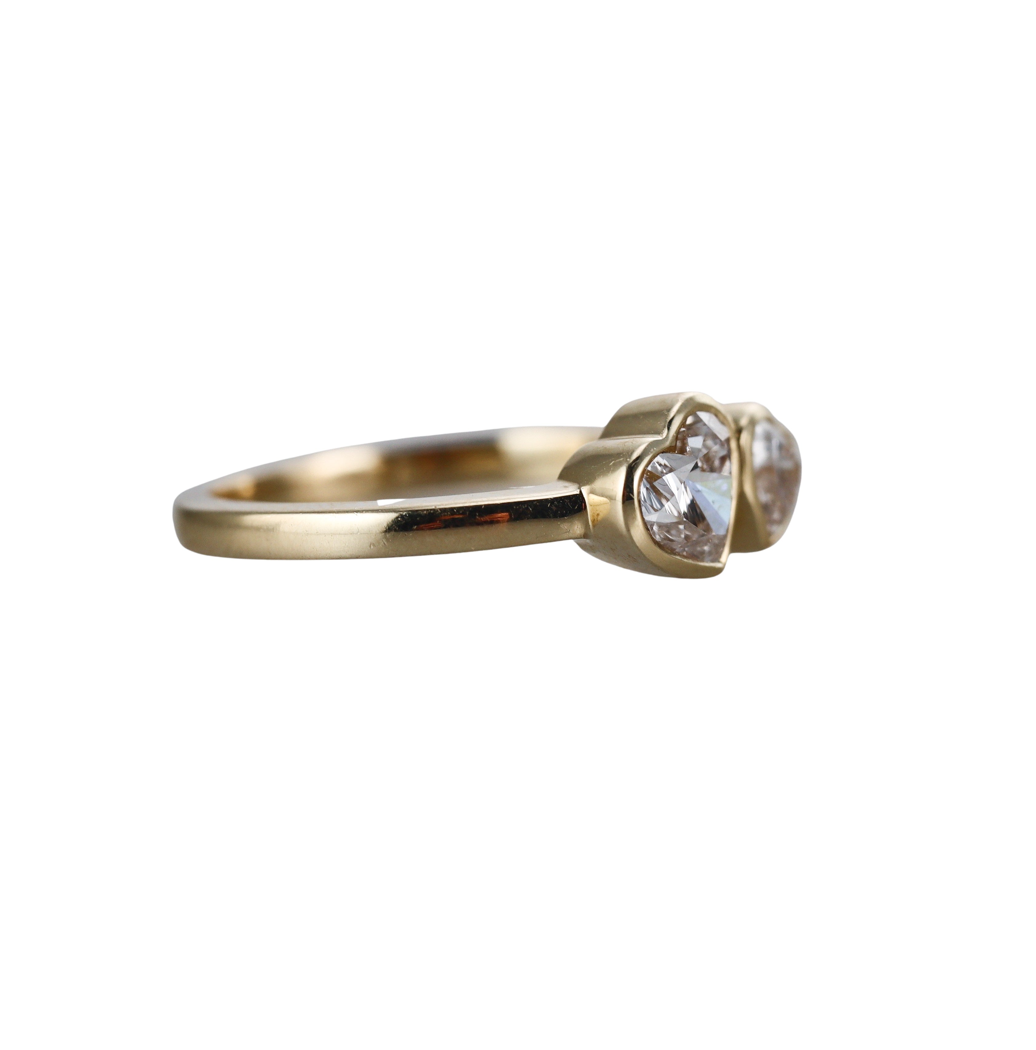 Solid 14k Gold Lab Grown Diamond Toi et Moi Heart Ring