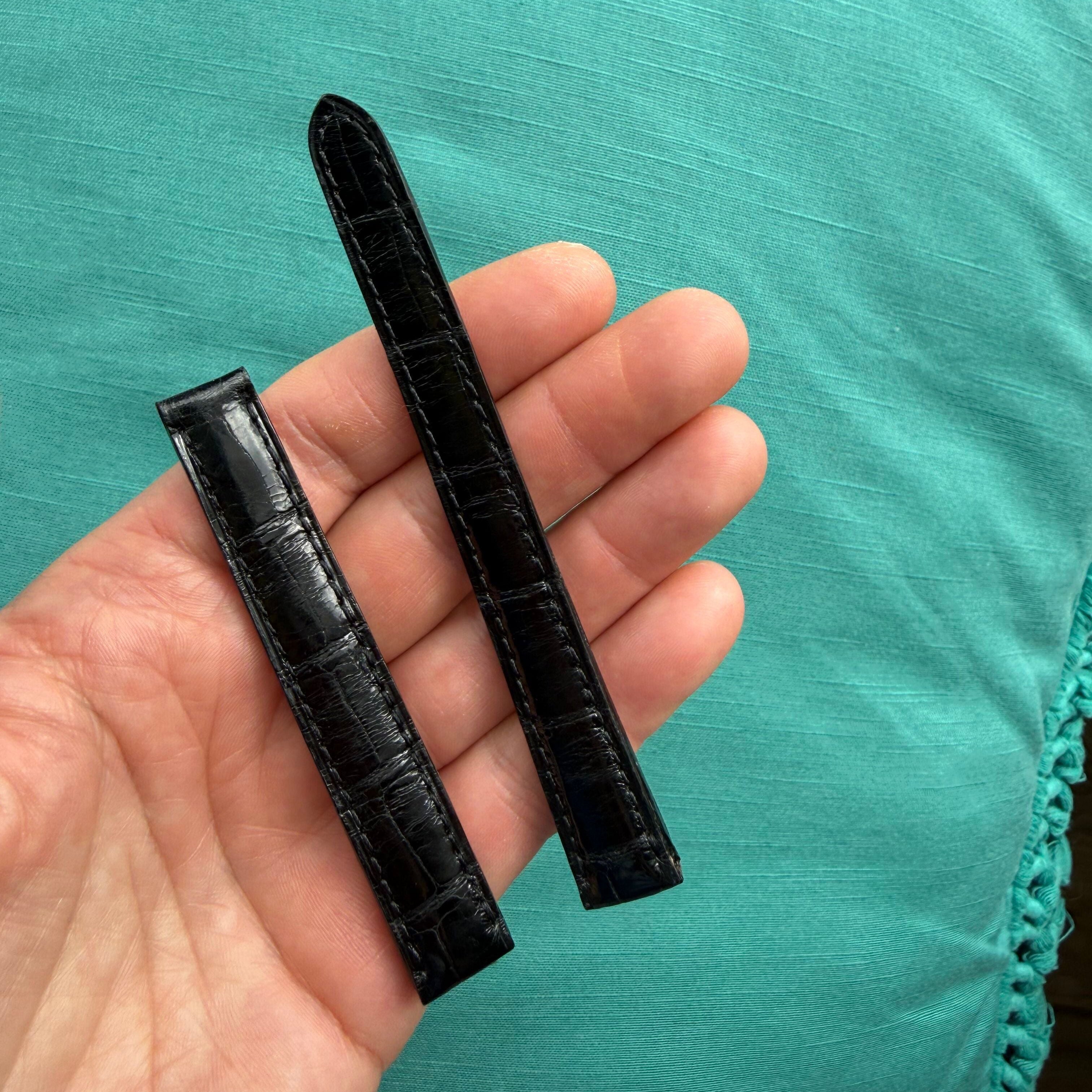 Authentic Cartier Black Alligator Padded & Stitched Watch Strap Band 13.45mm