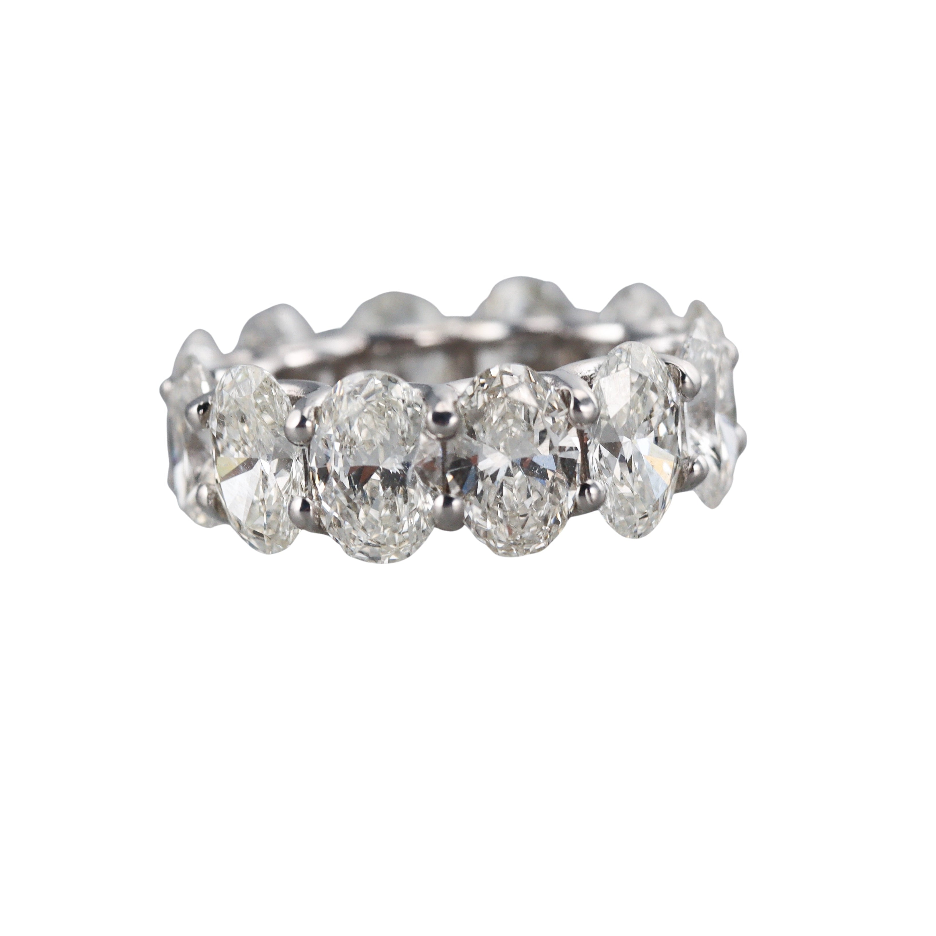 Solid 14k Gold Lab Grown 18.24ctw VS1/F Oval Cut Diamond Eternity Wedding Band Ring