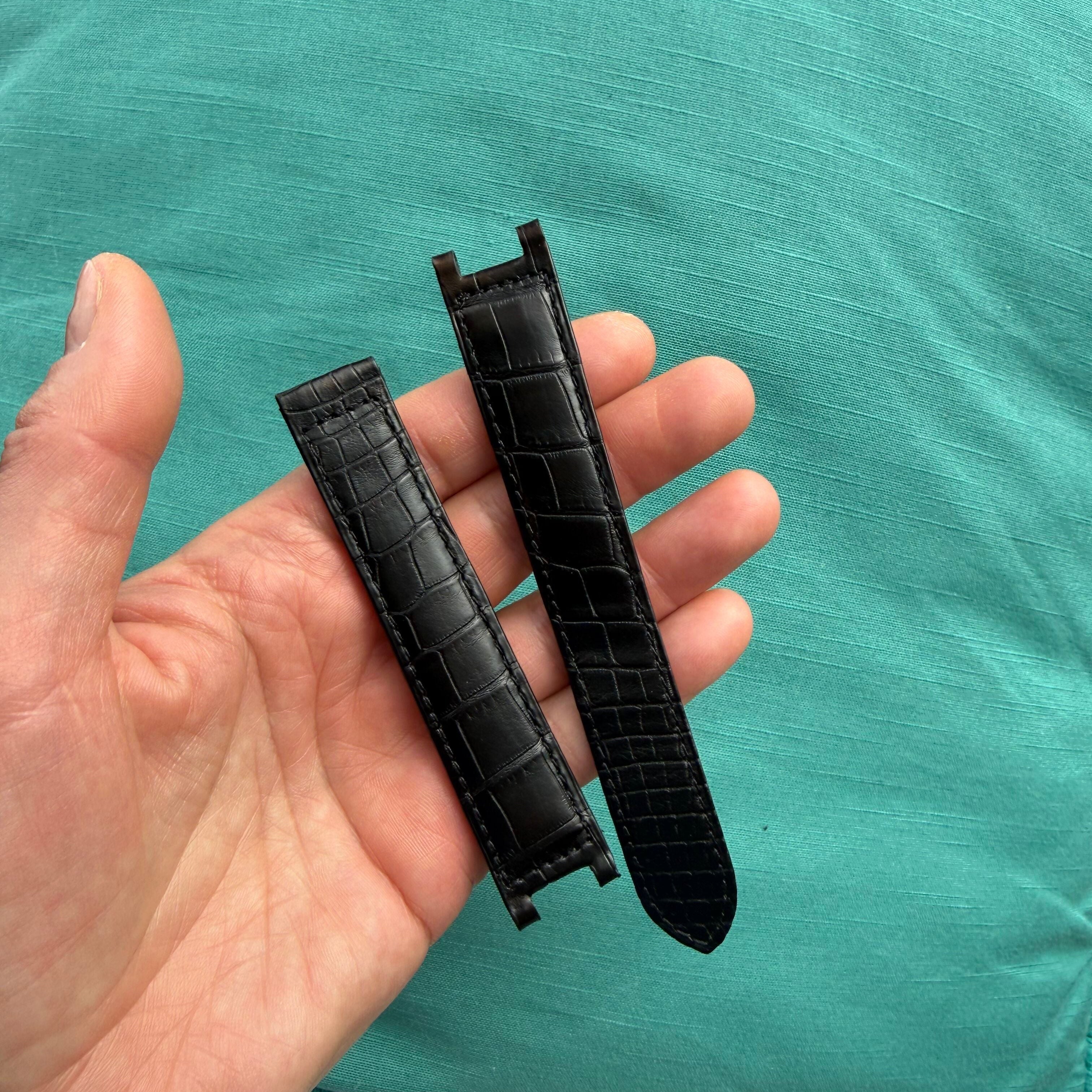 Authentic Cartier Pasha Black Alligator Watch Strap Band 19mm KD225F20-S06