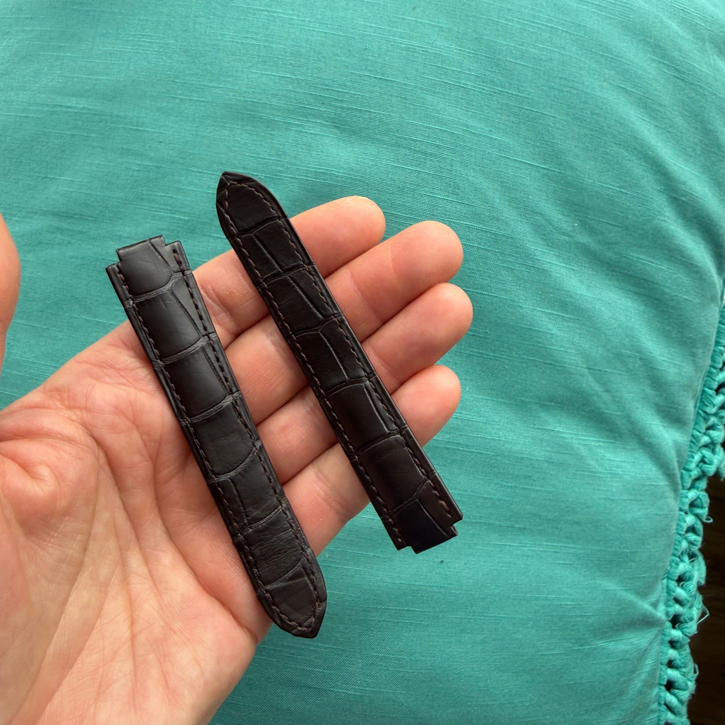 Authentic Cartier Balloon Bleu Brown Alligator Watch Strap Band 18mm KD2HXN87