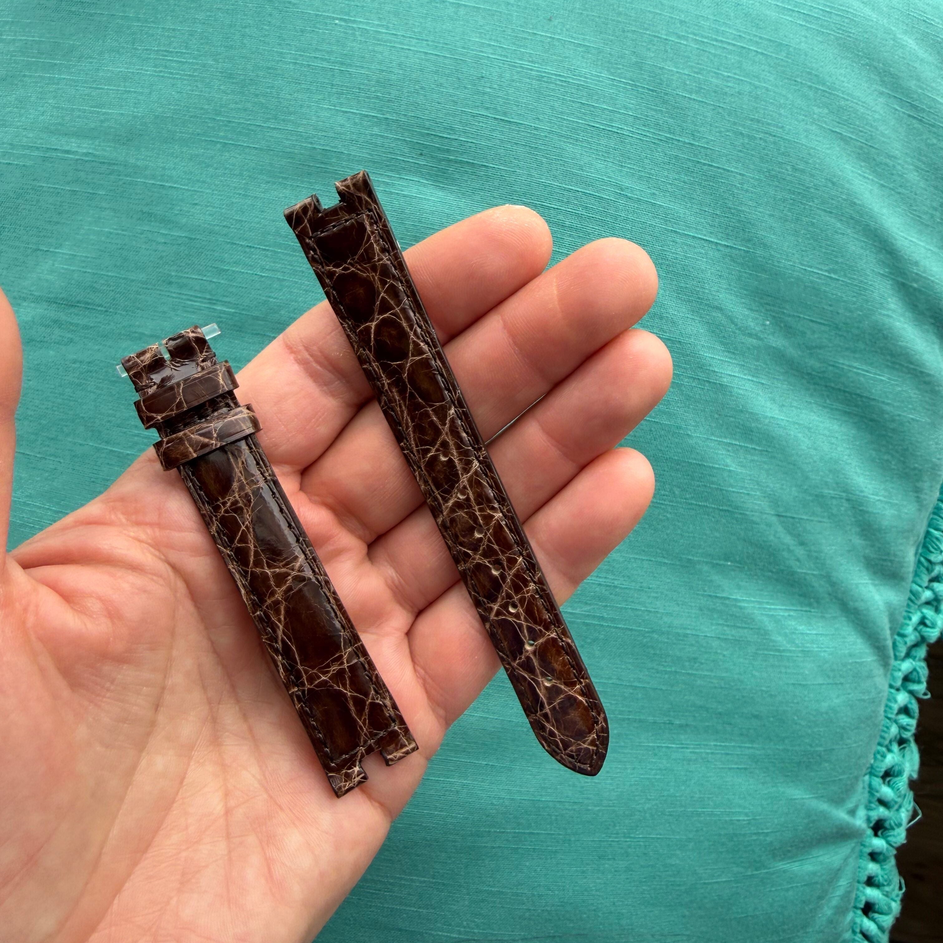 Authentic Cartier Brown Alligator Padded & Stitched Watch Strap Band 16mm KD05BF88