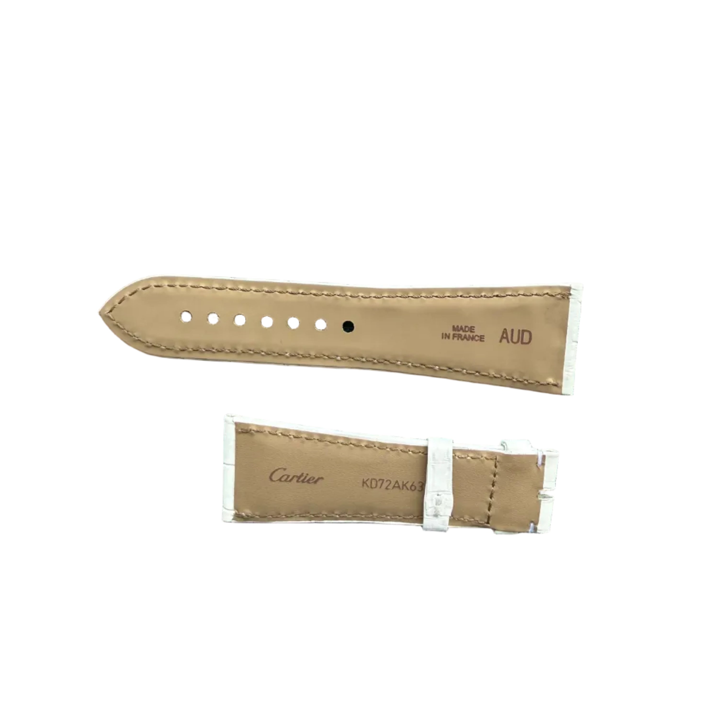 Authentic Cartier White Alligator Watch Strap Band 24.30mm KD72AK63