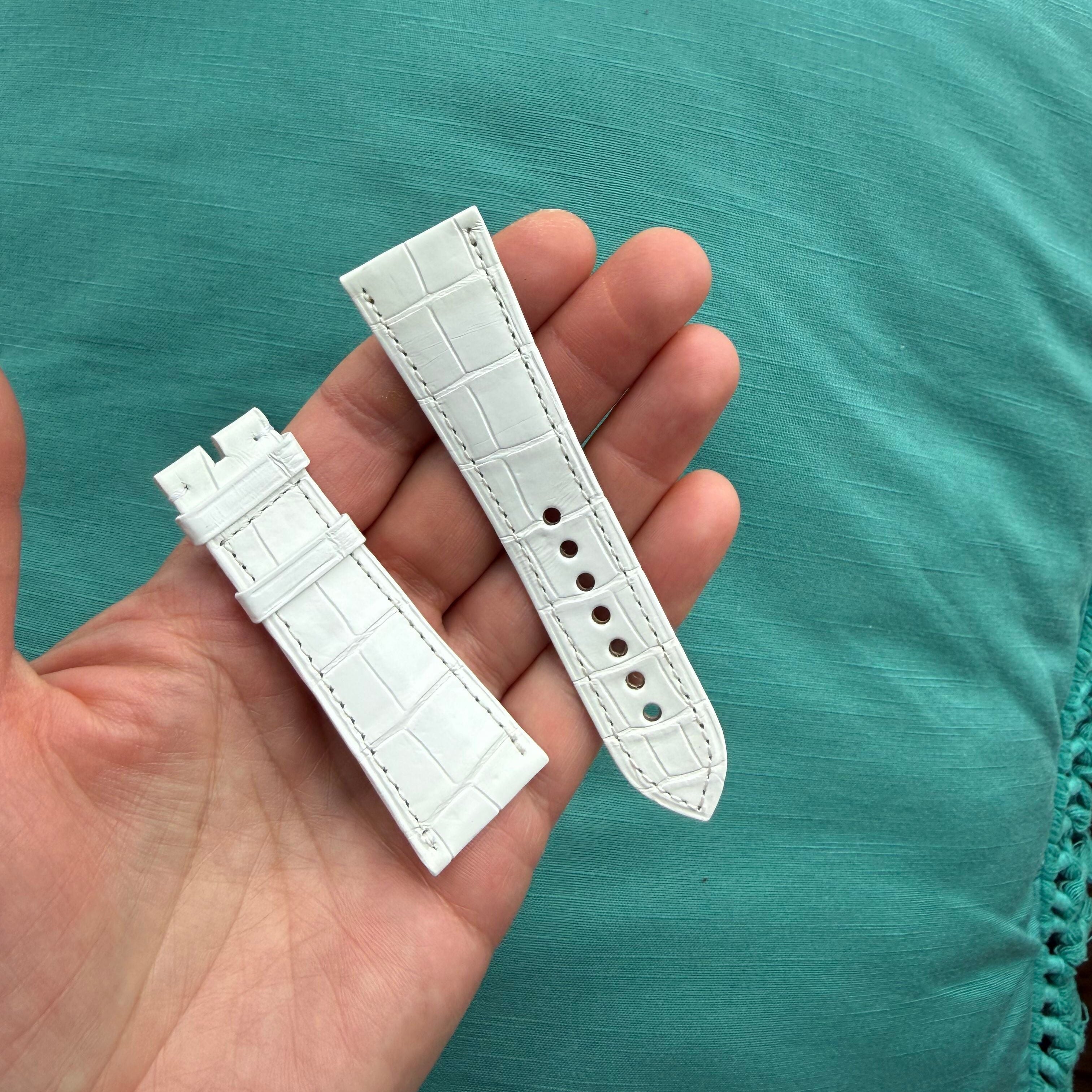 Authentic Cartier White Alligator Watch Strap Band 24.30mm KD72AK63