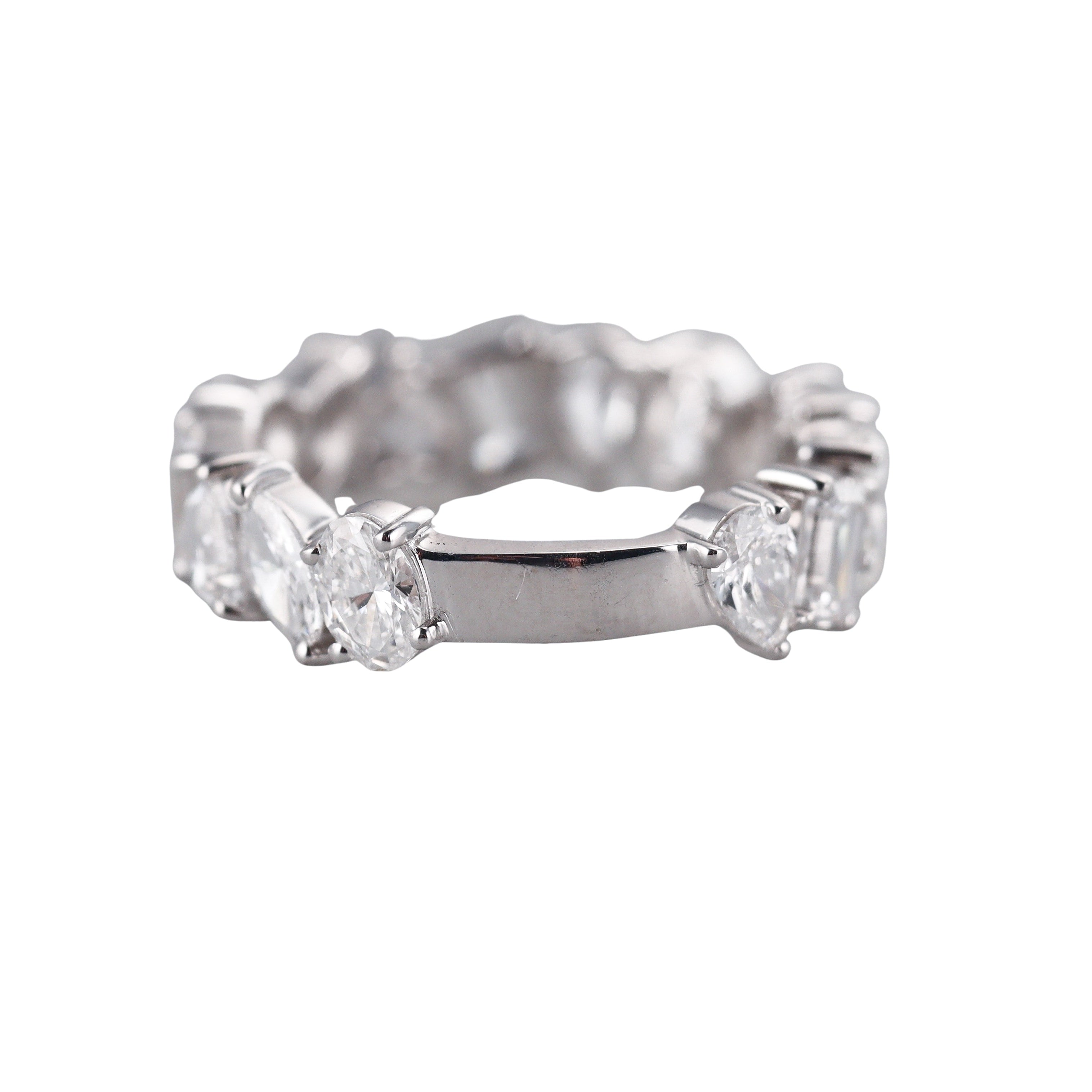 Solid 14k Gold Lab Grown Mixed Cut 3.80ctw VS1/F Diamond Eternity Wedding Band Ring