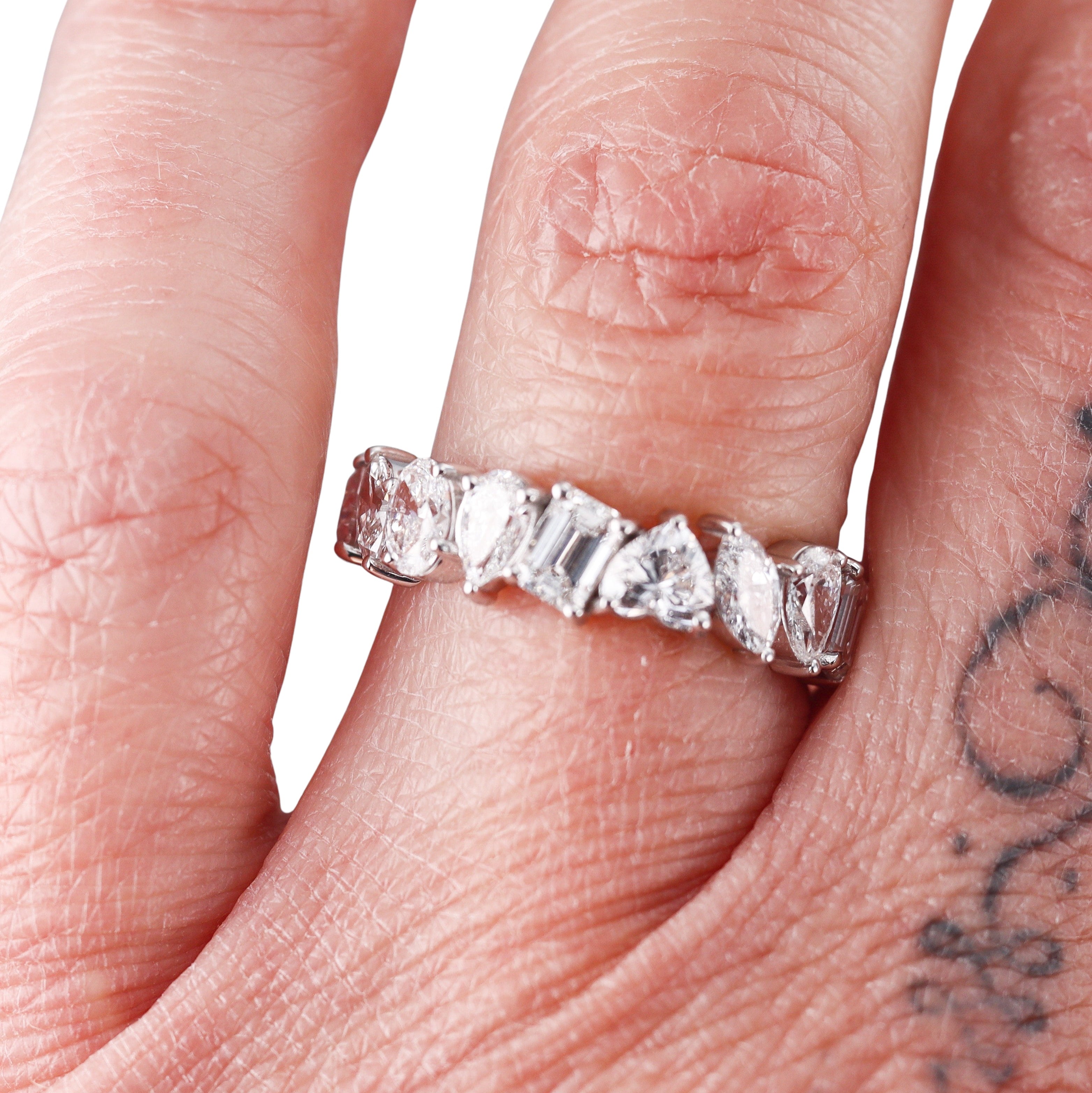 Solid 14k Gold Lab Grown Mixed Cut 3.80ctw VS1/F Diamond Eternity Wedding Band Ring