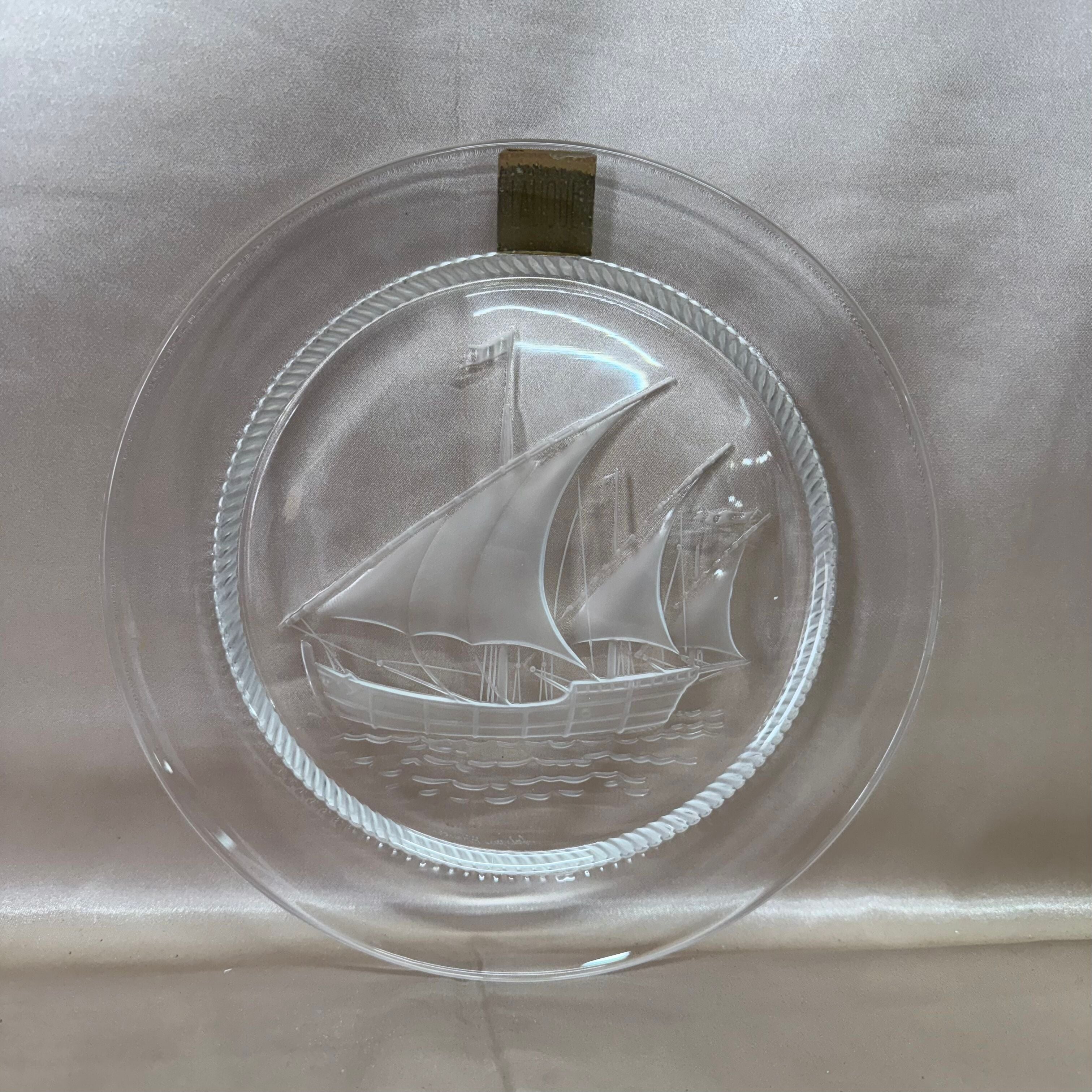 Lalique Crystal Sailboat Dessert Plate