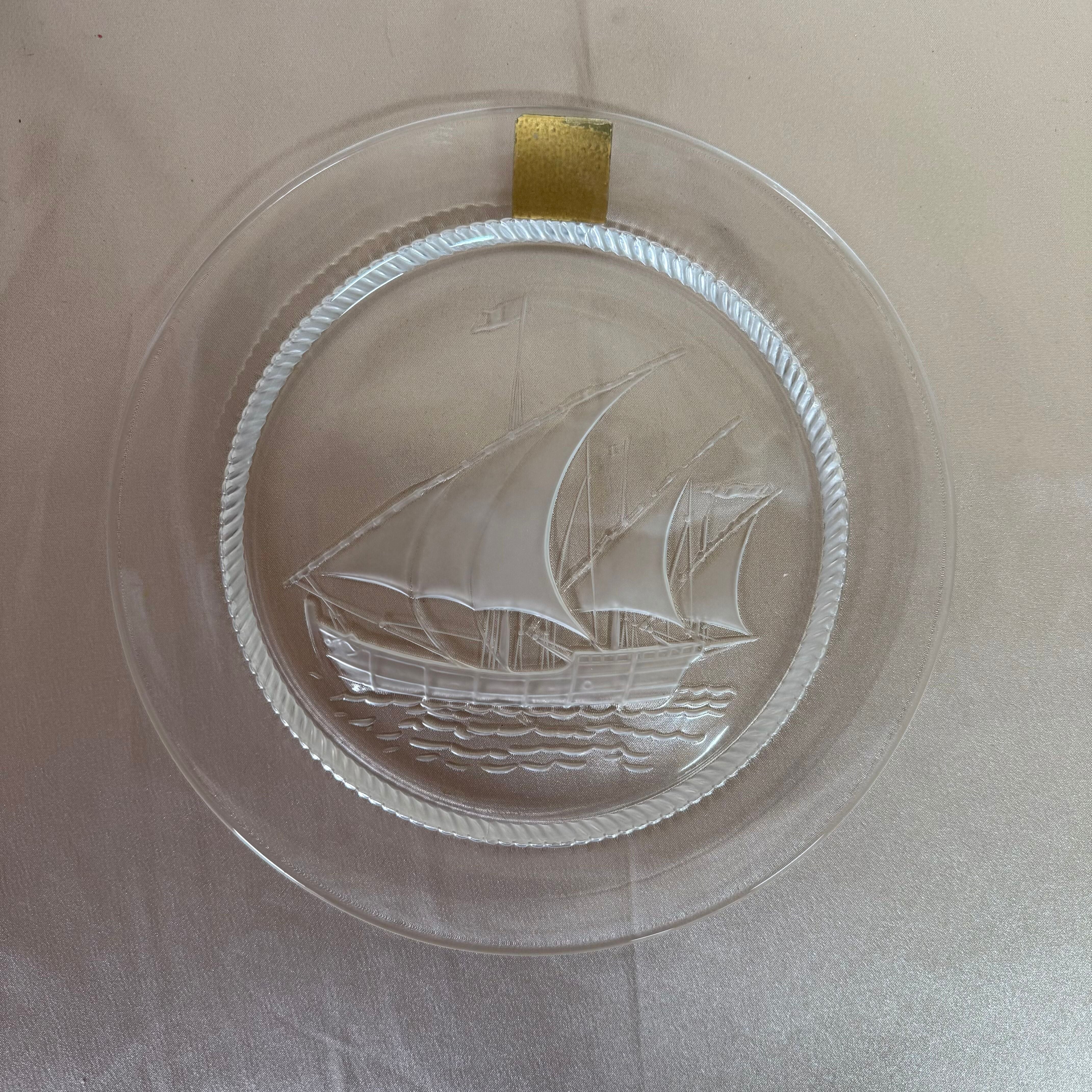Lalique Crystal Sailboat Dessert Plate