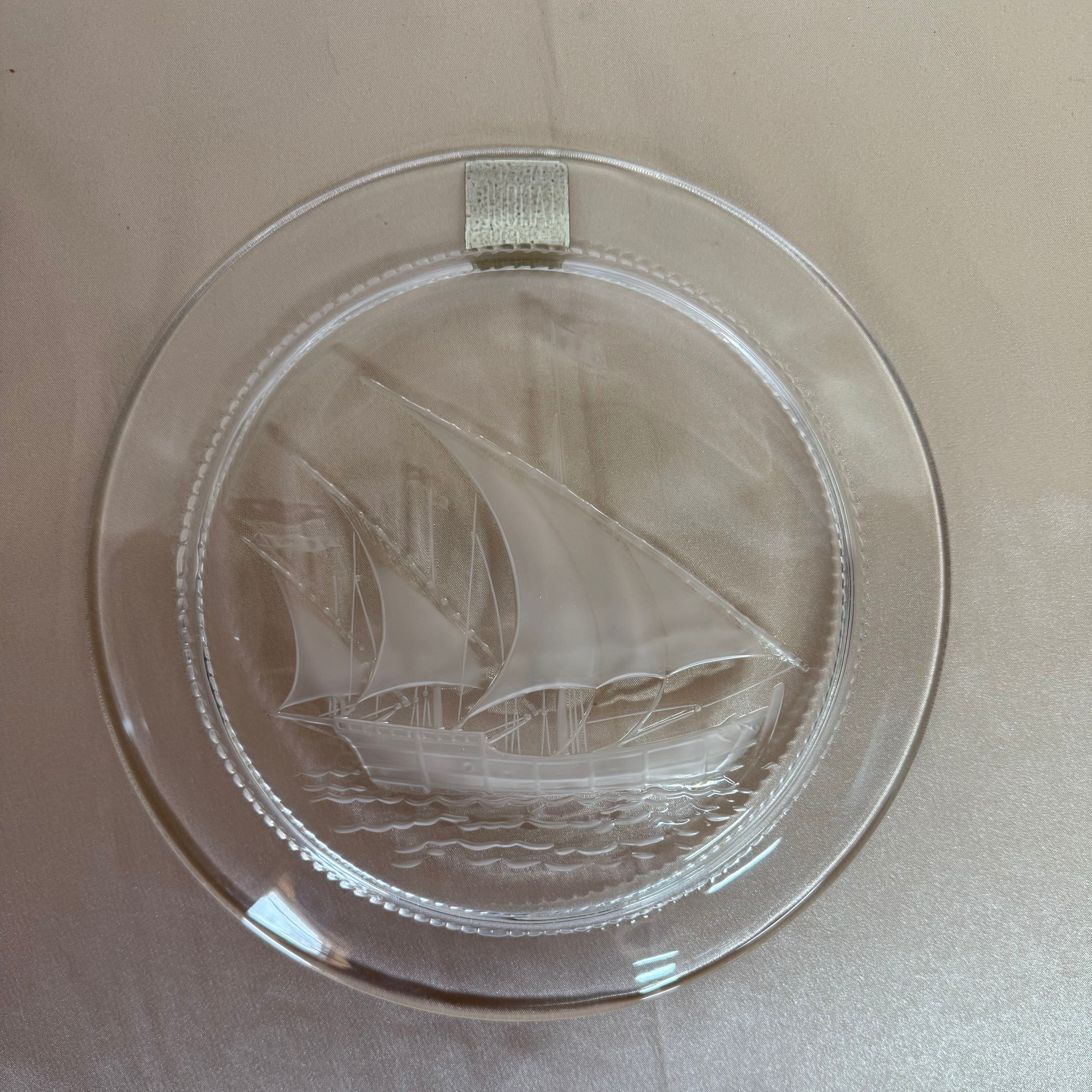 Lalique Crystal Sailboat Dessert Plate