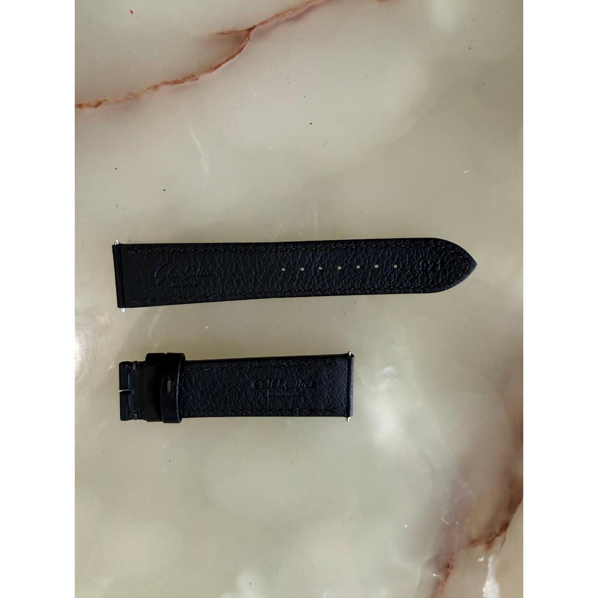Authentic Glashutte Black Leather Watch Strap Band 20mm GLA0600234
