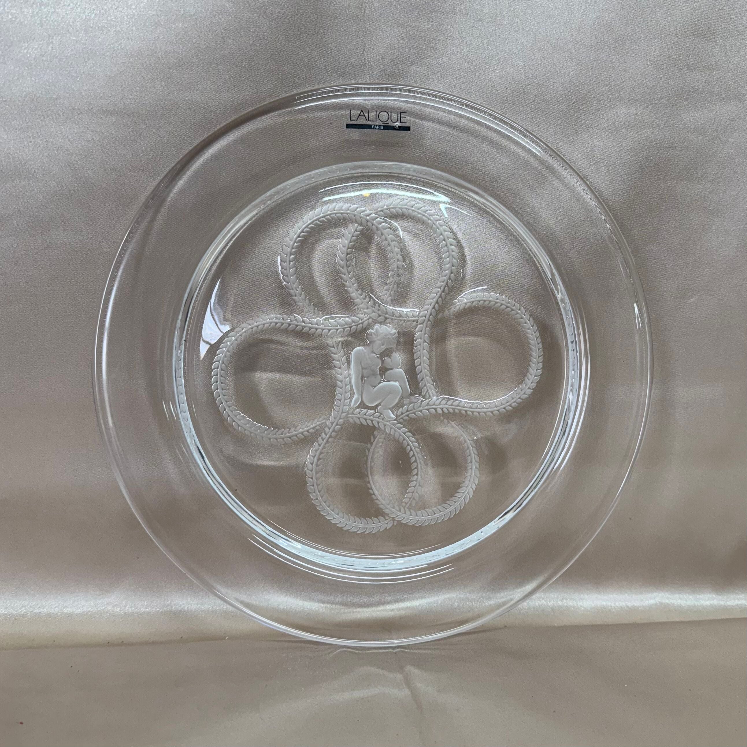 Lalique Crystal Intaglio Cherub Plate