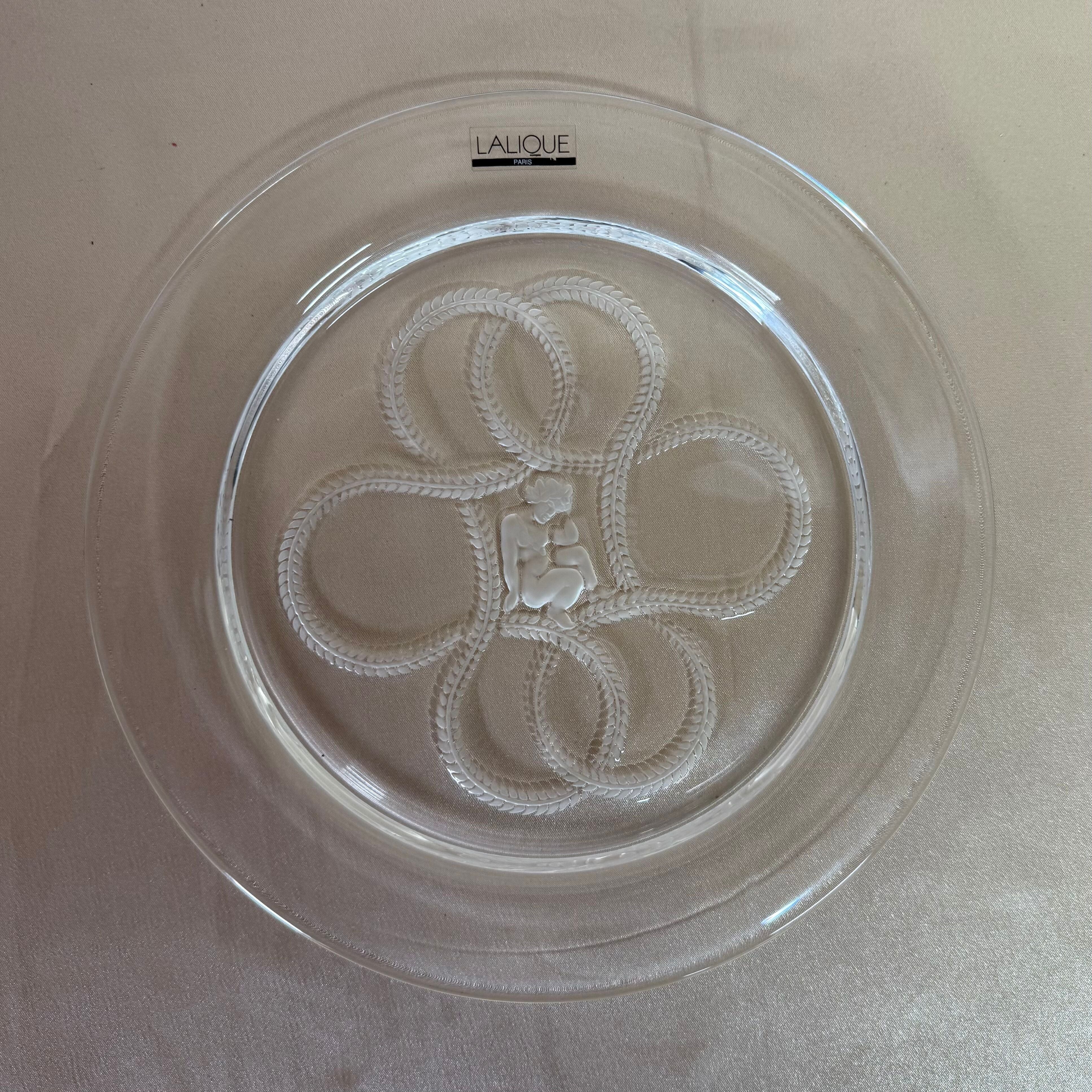 Lalique Crystal Intaglio Cherub Plate