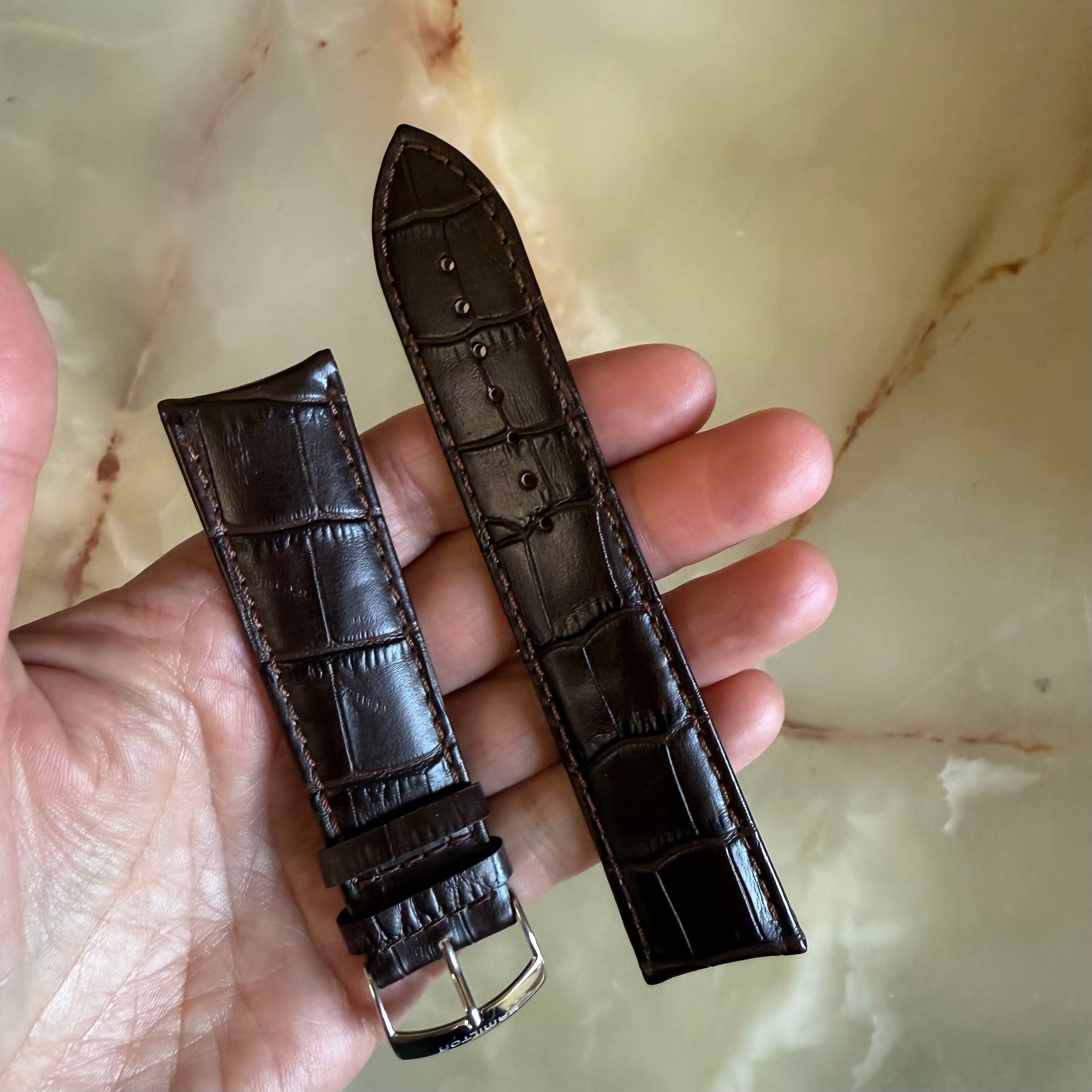 Authentic Hamilton Brown Alligator Watch Strap Band 24mm w Buckle H600.100.223