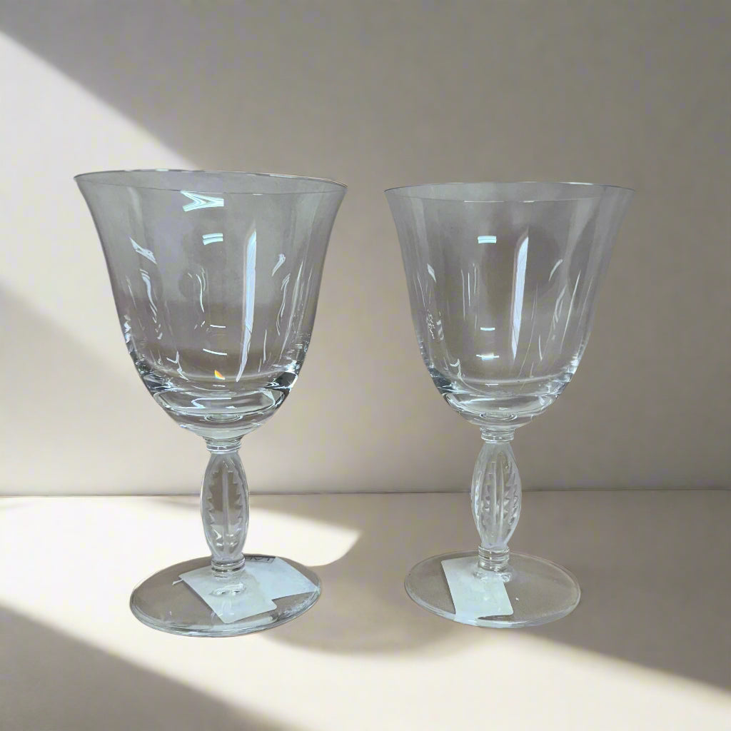 Lalique Fontainebleau Crystal Water Goblet Set of 2