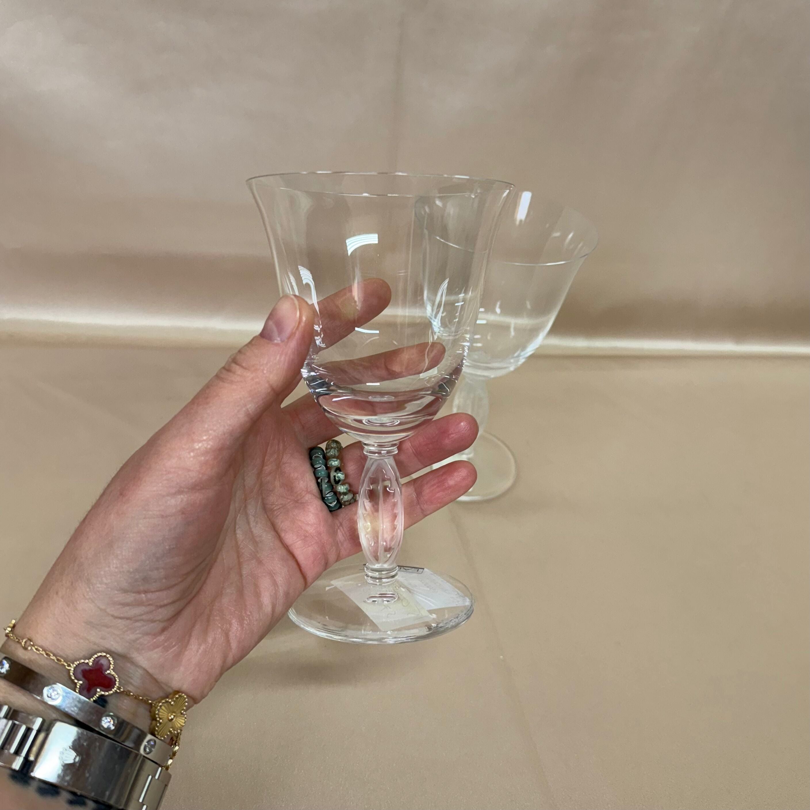 Lalique Fontainebleau Crystal Water Goblet Set of 2