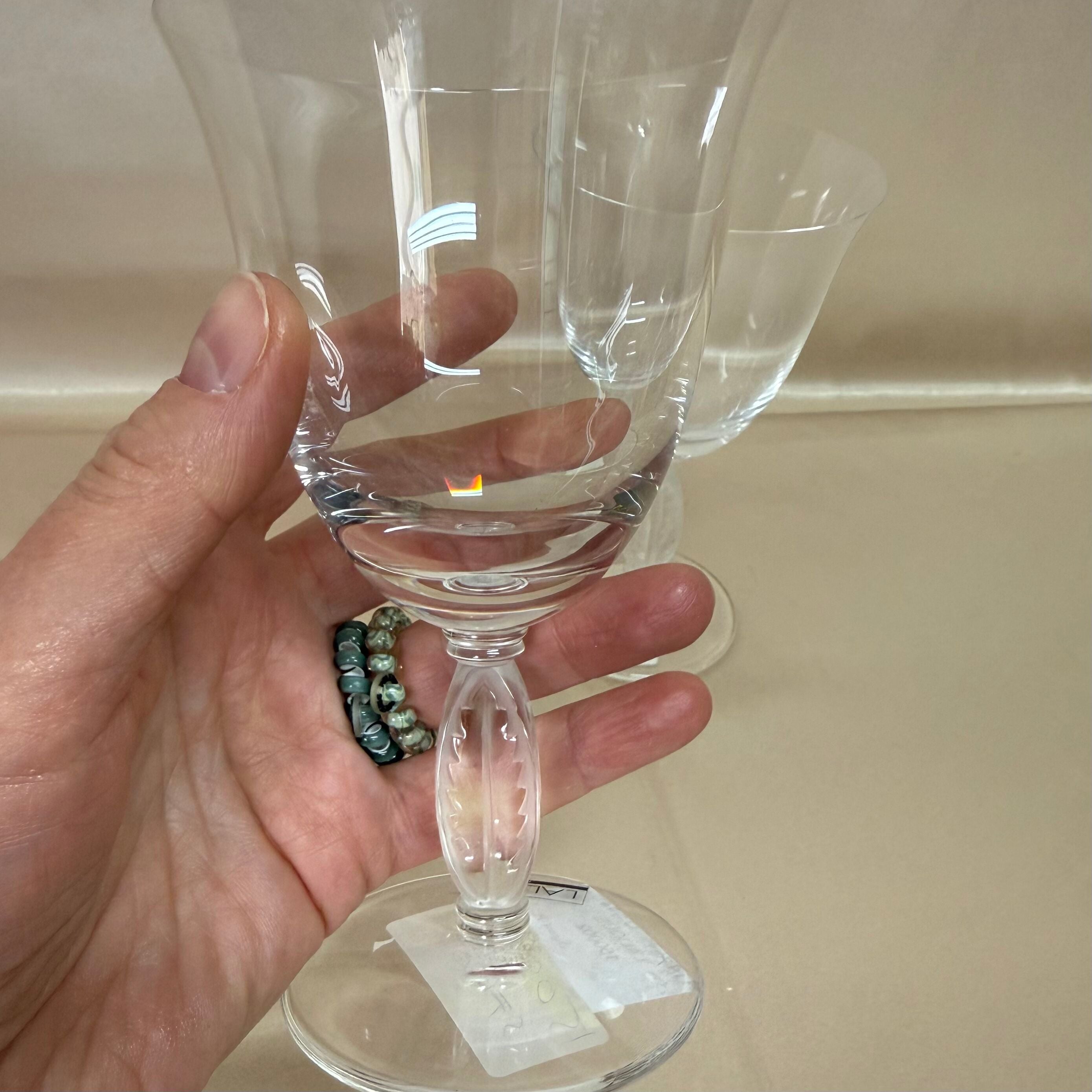 Lalique Fontainebleau Crystal Water Goblet Set of 2