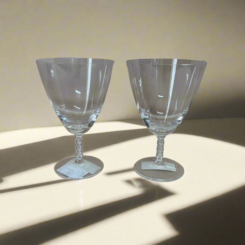 Lalique Guebwiller Crystal Wine Glass Set of 2