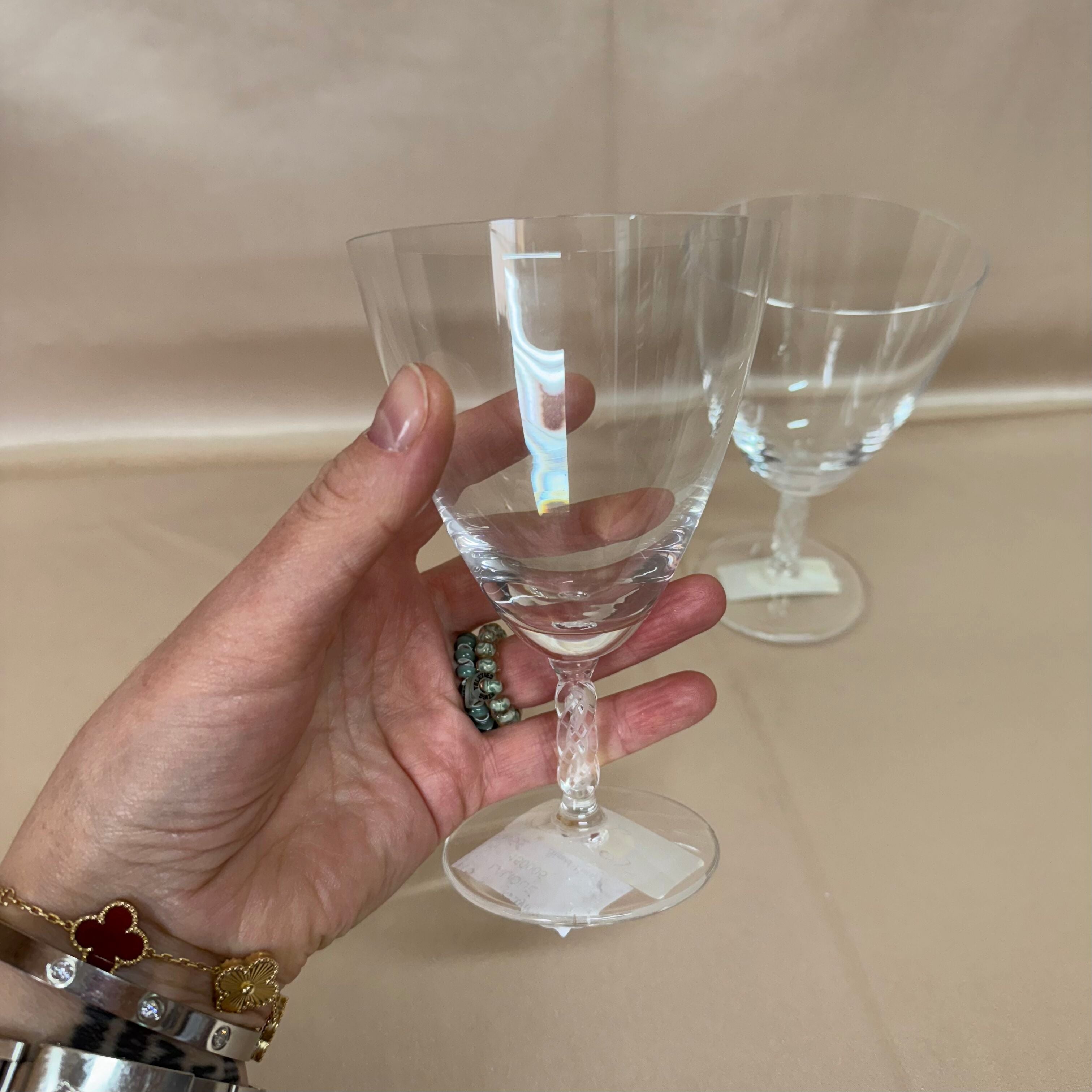 Lalique Guebwiller Crystal Wine Glass Set of 2