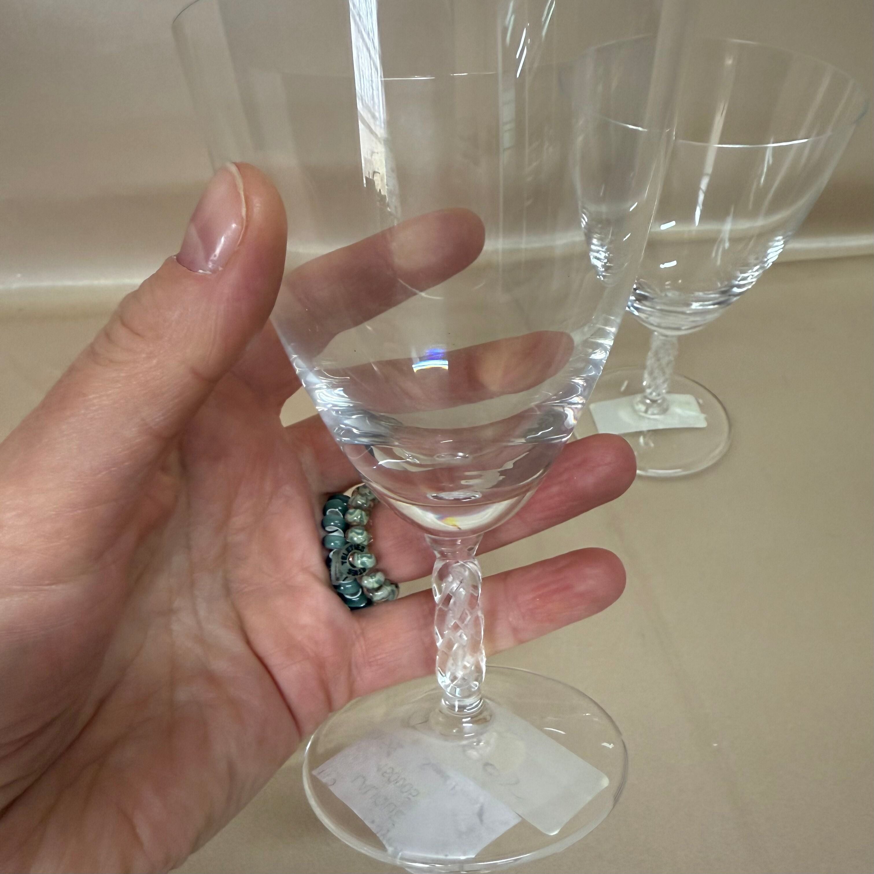Lalique Guebwiller Crystal Wine Glass Set of 2