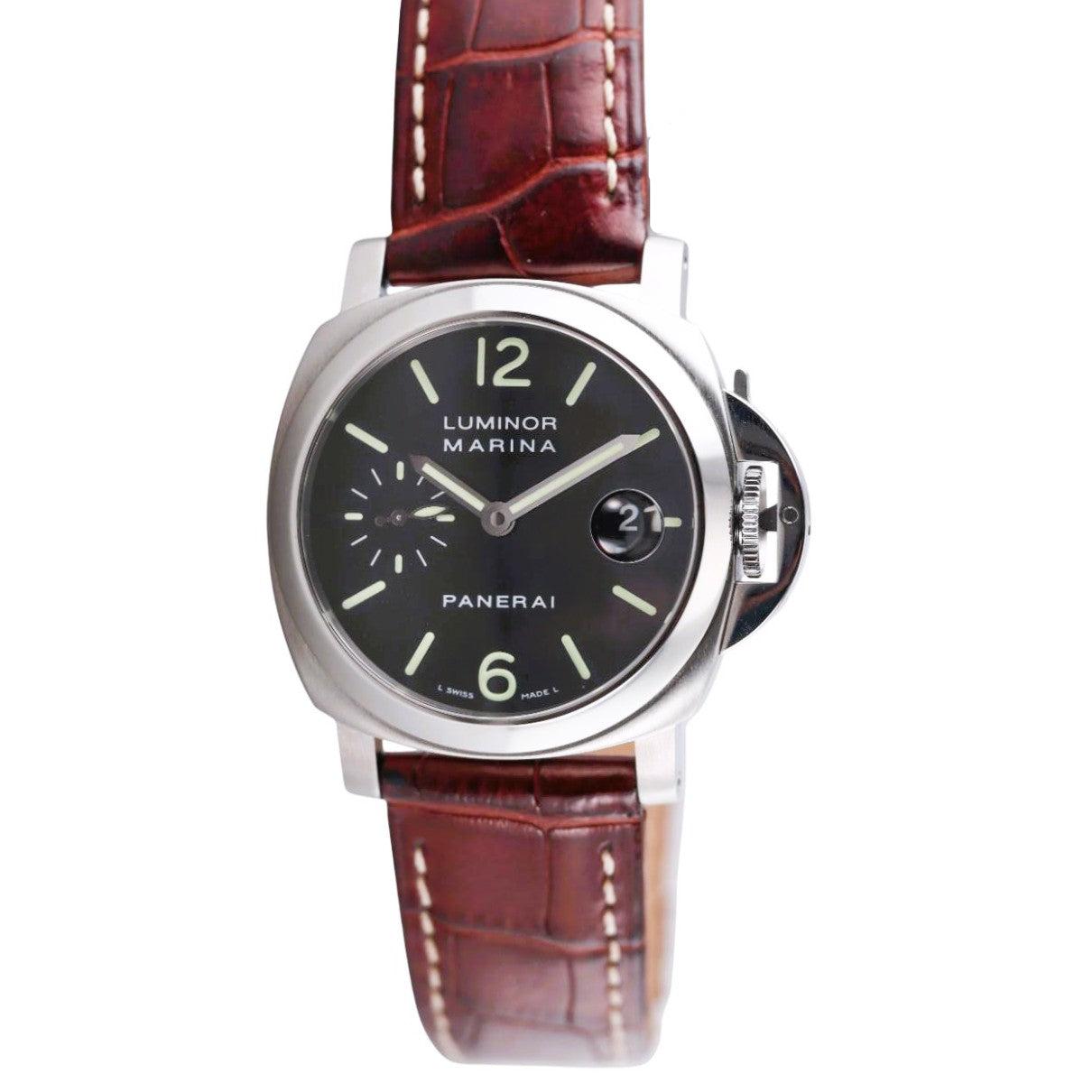Panerai Luminor Marina Black Dial Steel Automatic Watch PAM00048