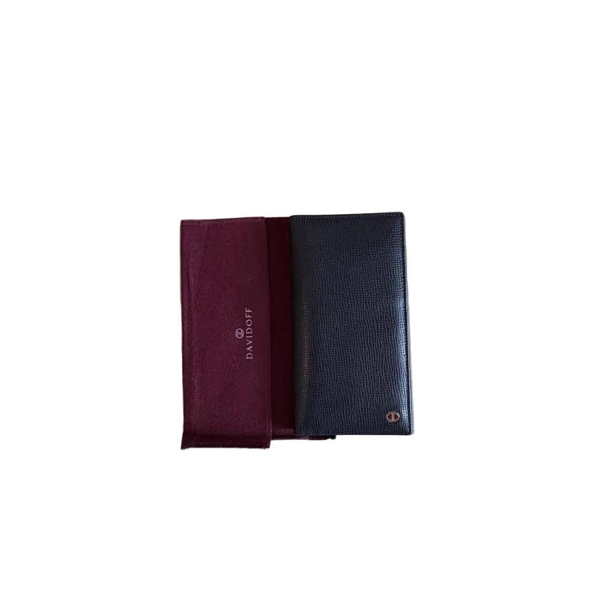 Davidoff Black Leather Checkbook Cardholder 10240