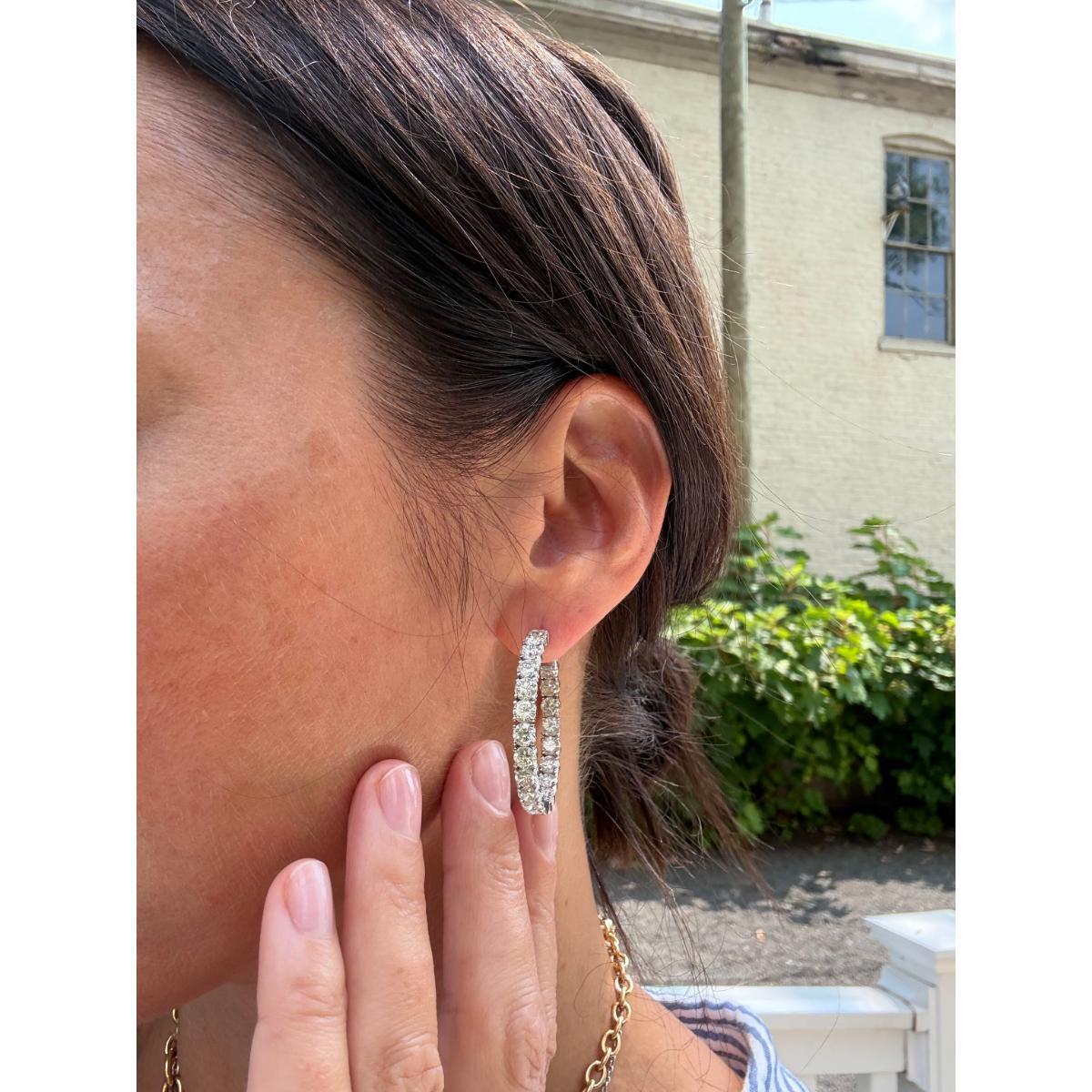 14k Diamond Gold Hoop Earrings