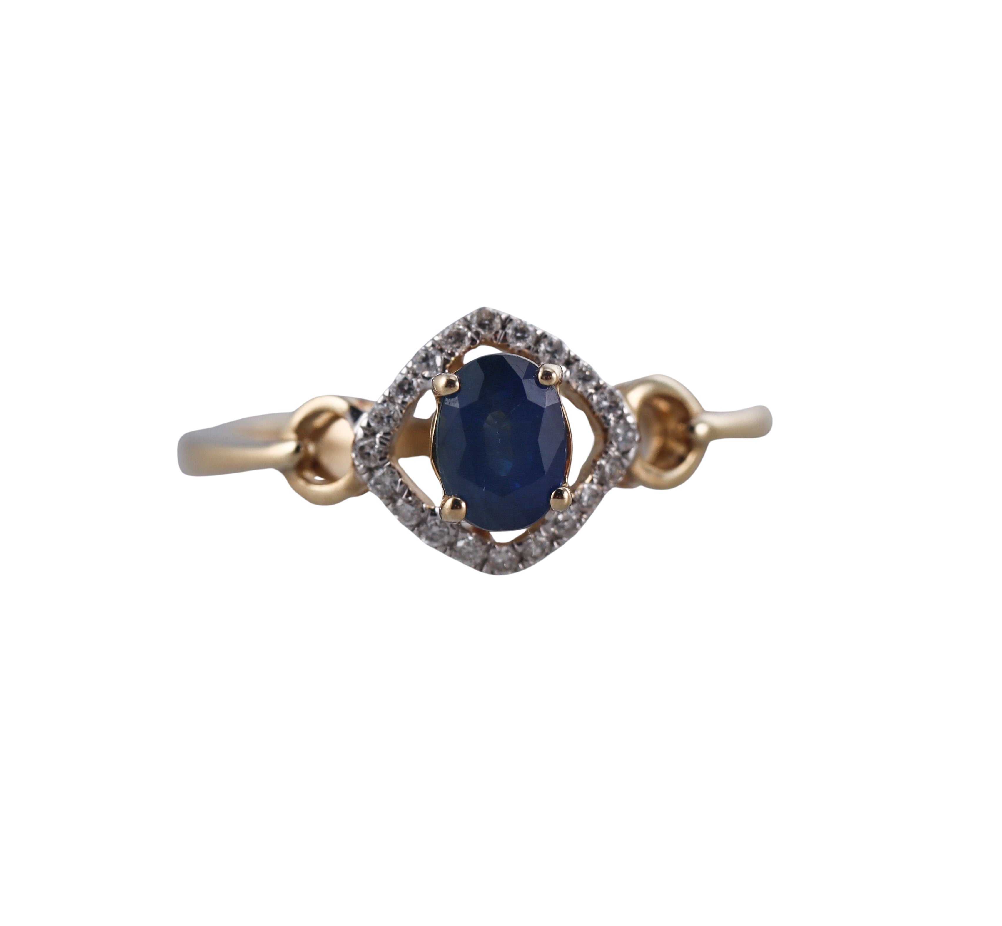 Kallati Yellow Gold Blue Sapphire Diamon Ring