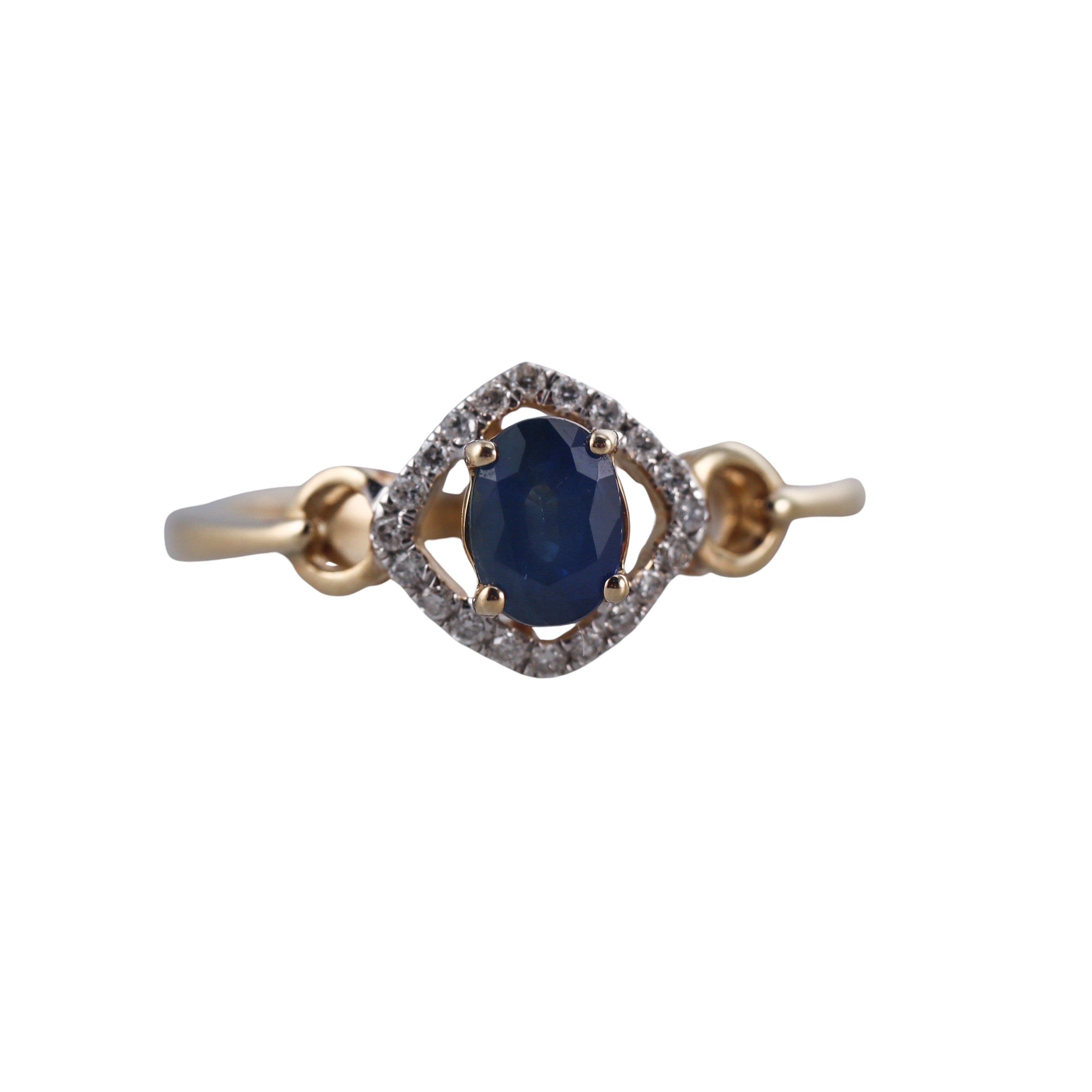 Kallati Yellow Gold Blue Sapphire Diamon Ring