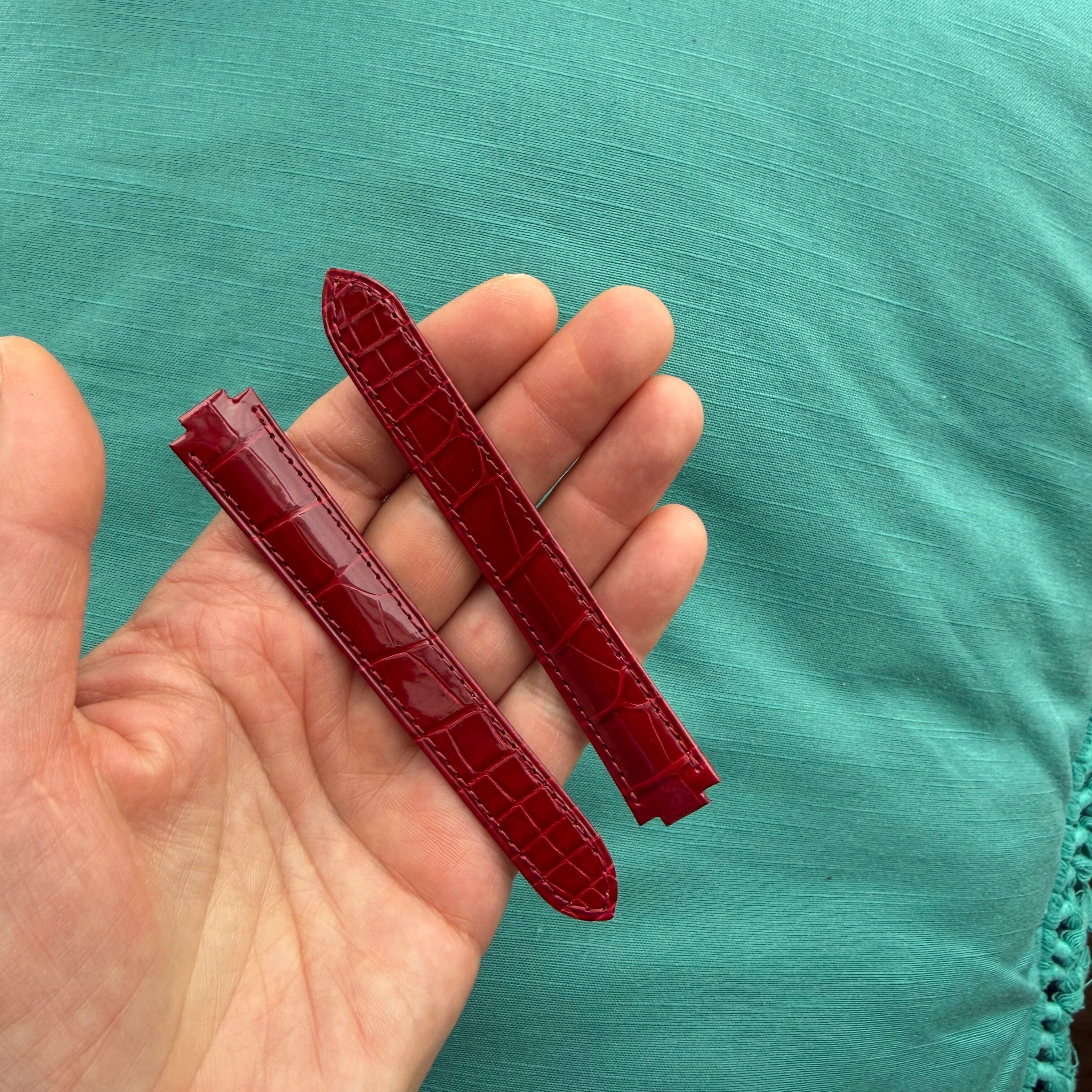 Authentic Cartier Balloon Bleu Red Alligator Watch Strap Band 15.70mm KD4N2R04