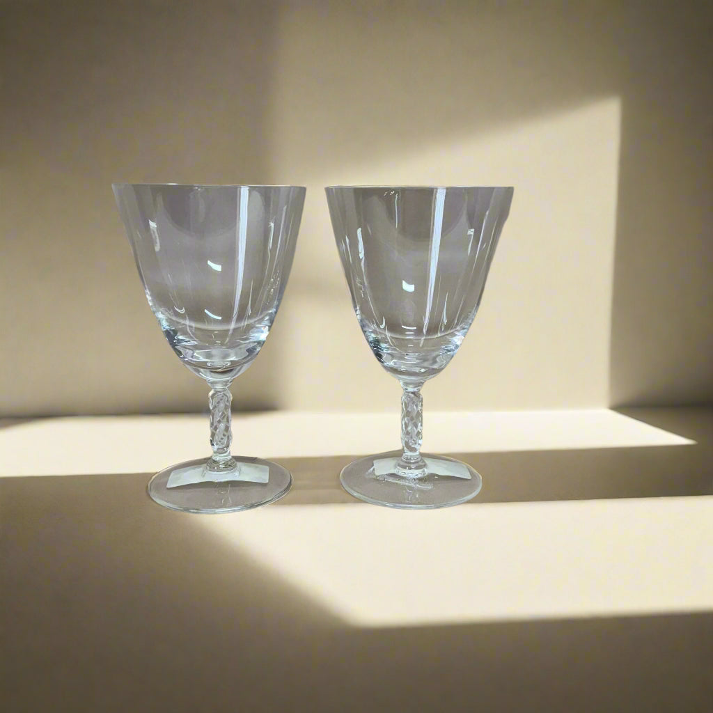Lalique Guebwiller Crystal Wine Glass Set of 2