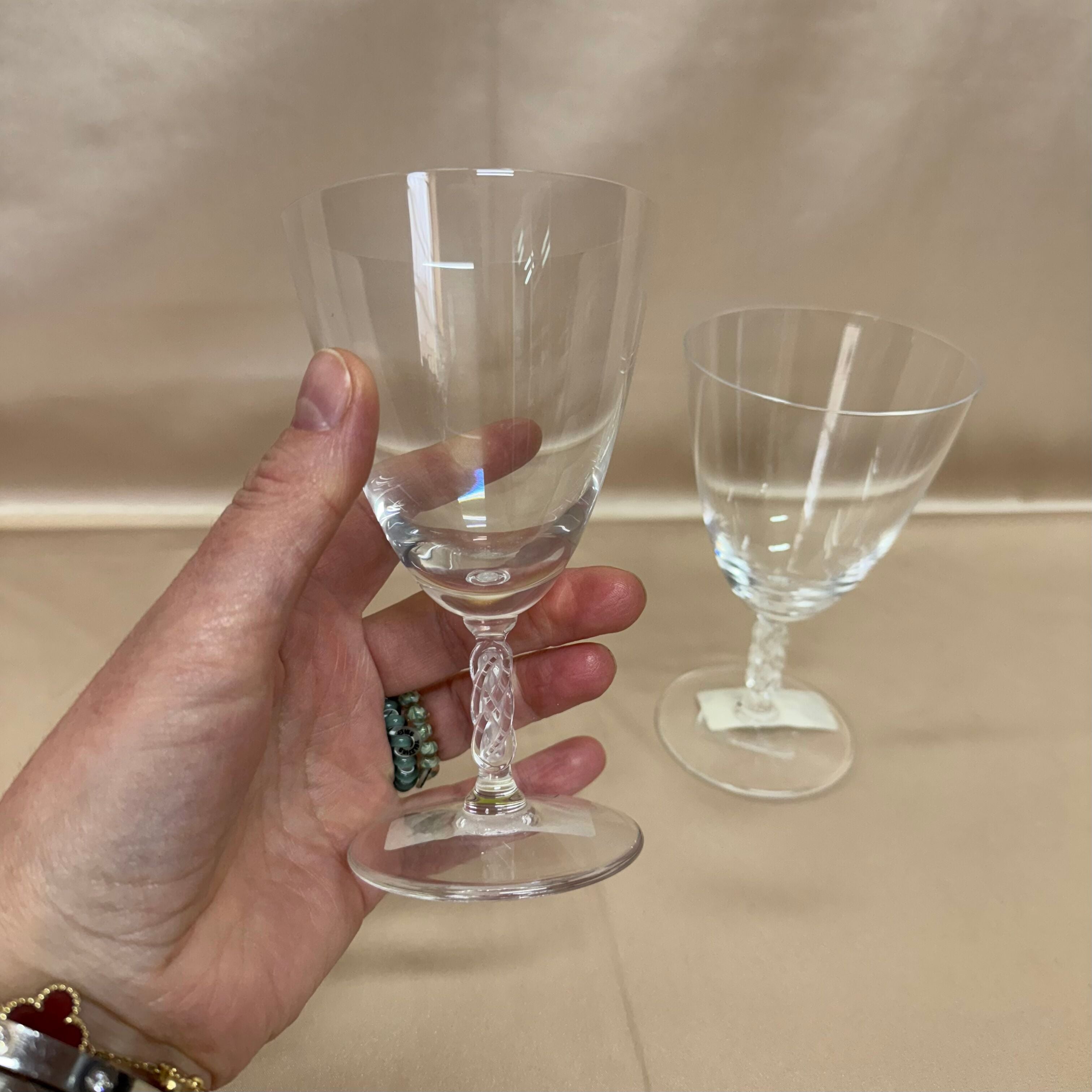 Lalique Guebwiller Crystal Wine Glass Set of 2