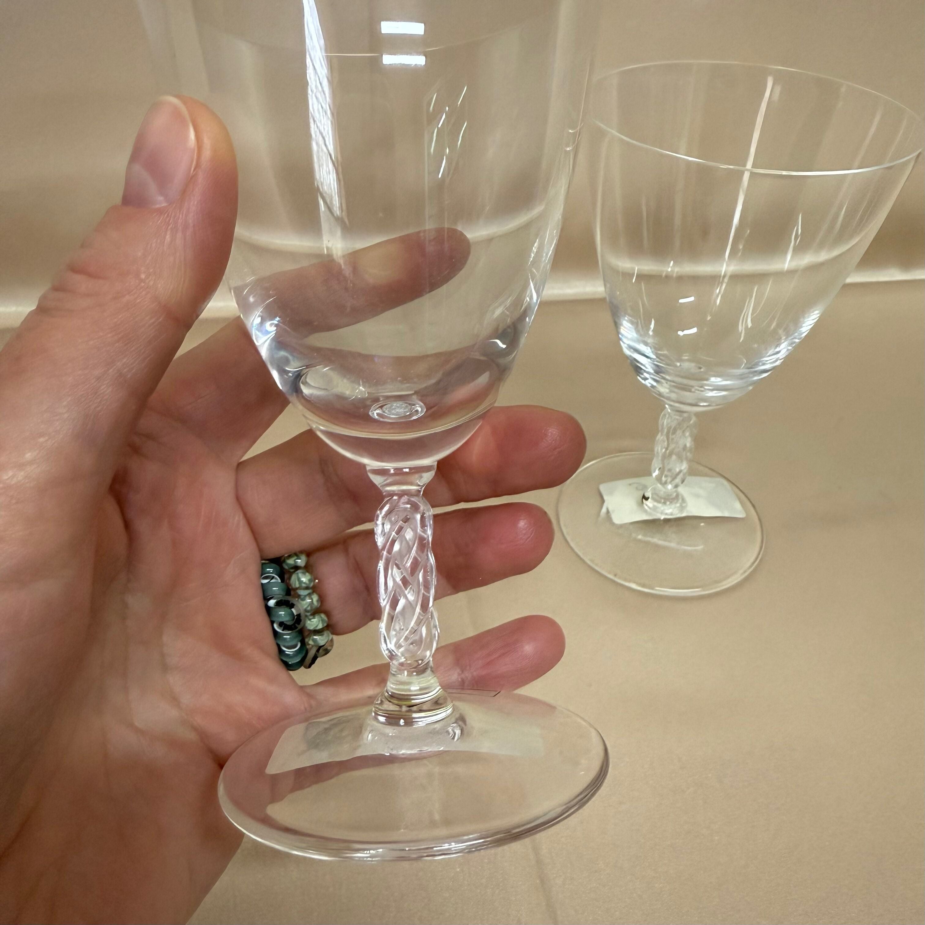 Lalique Guebwiller Crystal Wine Glass Set of 2