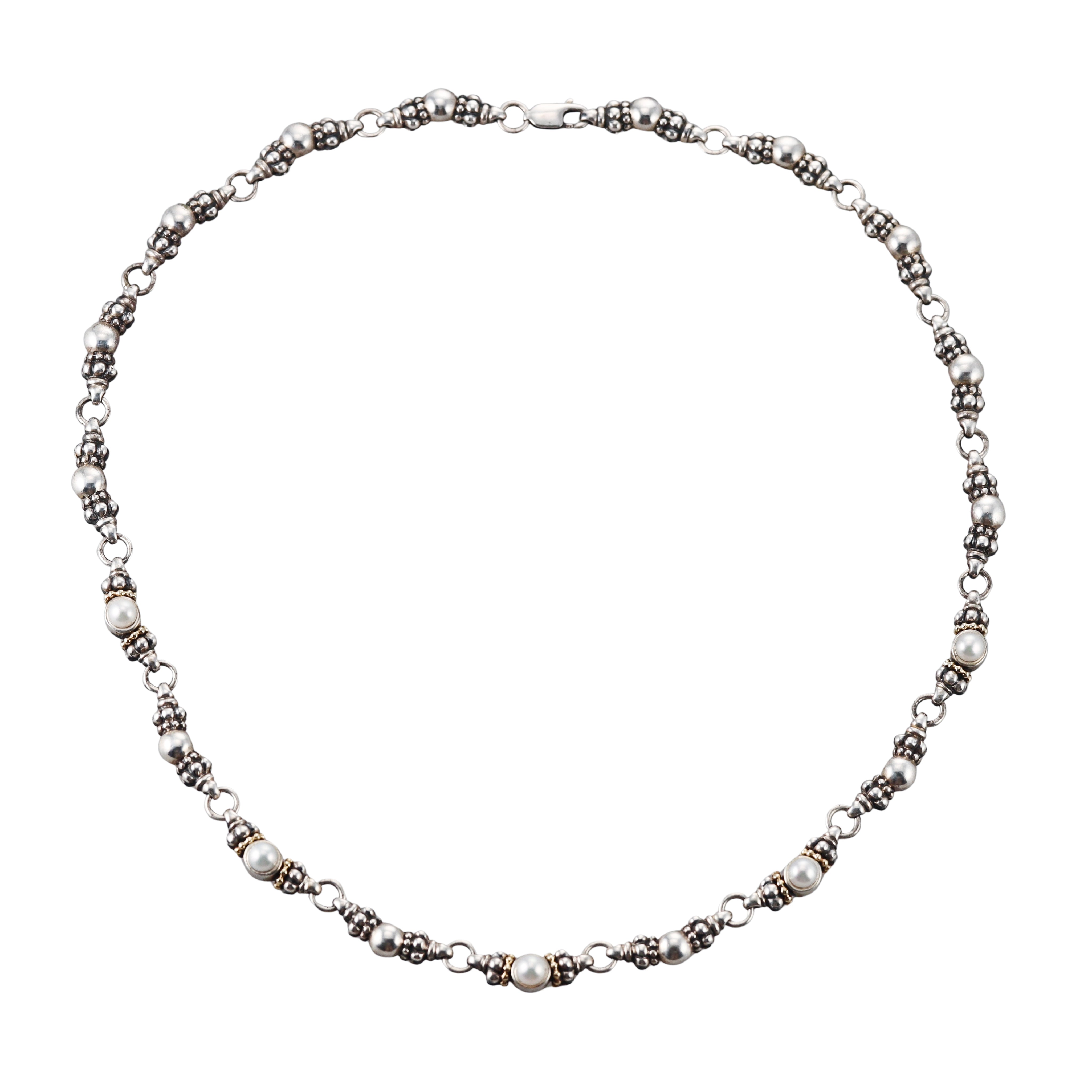 Lagos Caviar 18k Gold Silver Pearl Necklace