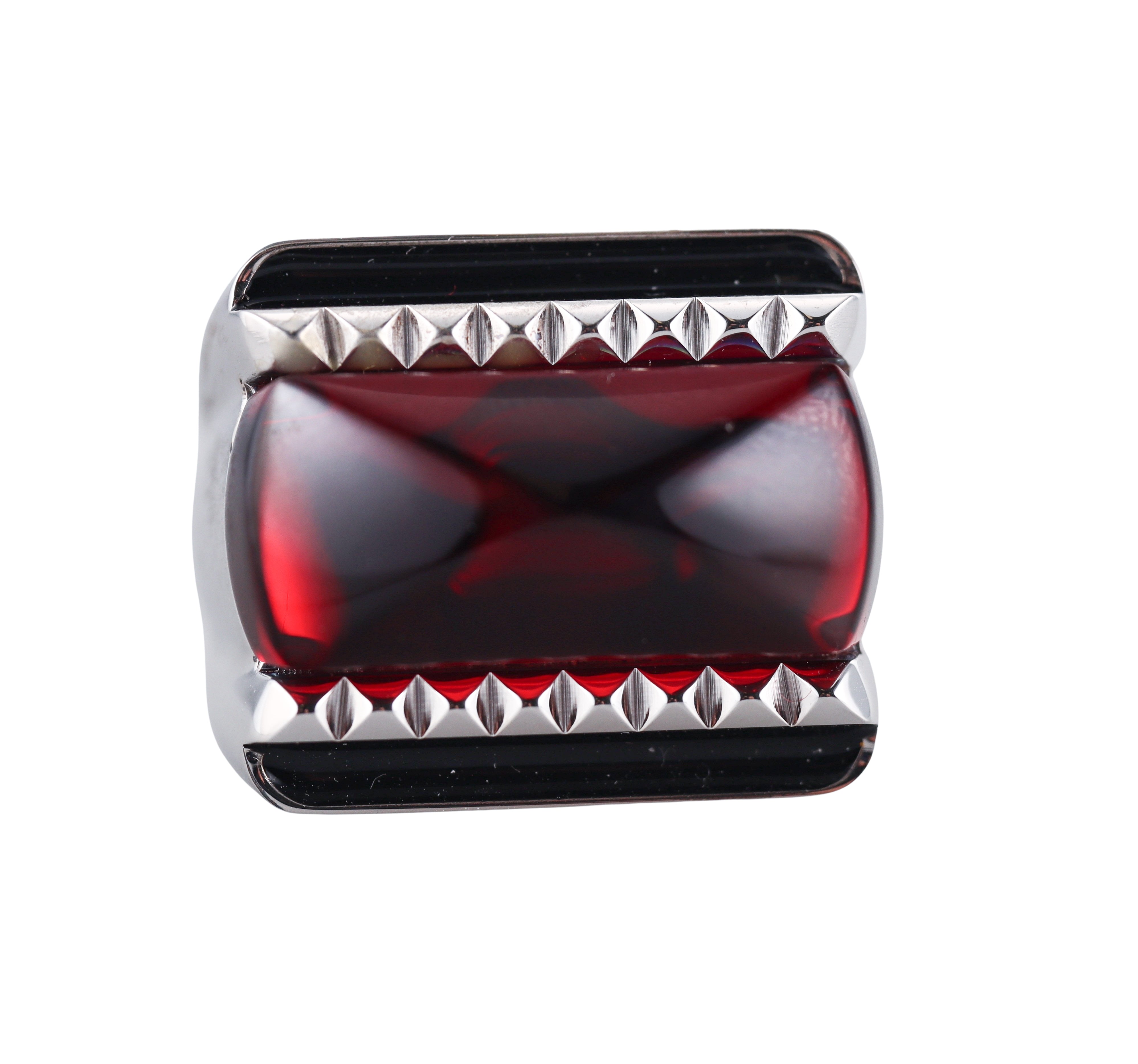 Baccarat Sterling Silver Louxor Red Crystal Ring 2808049