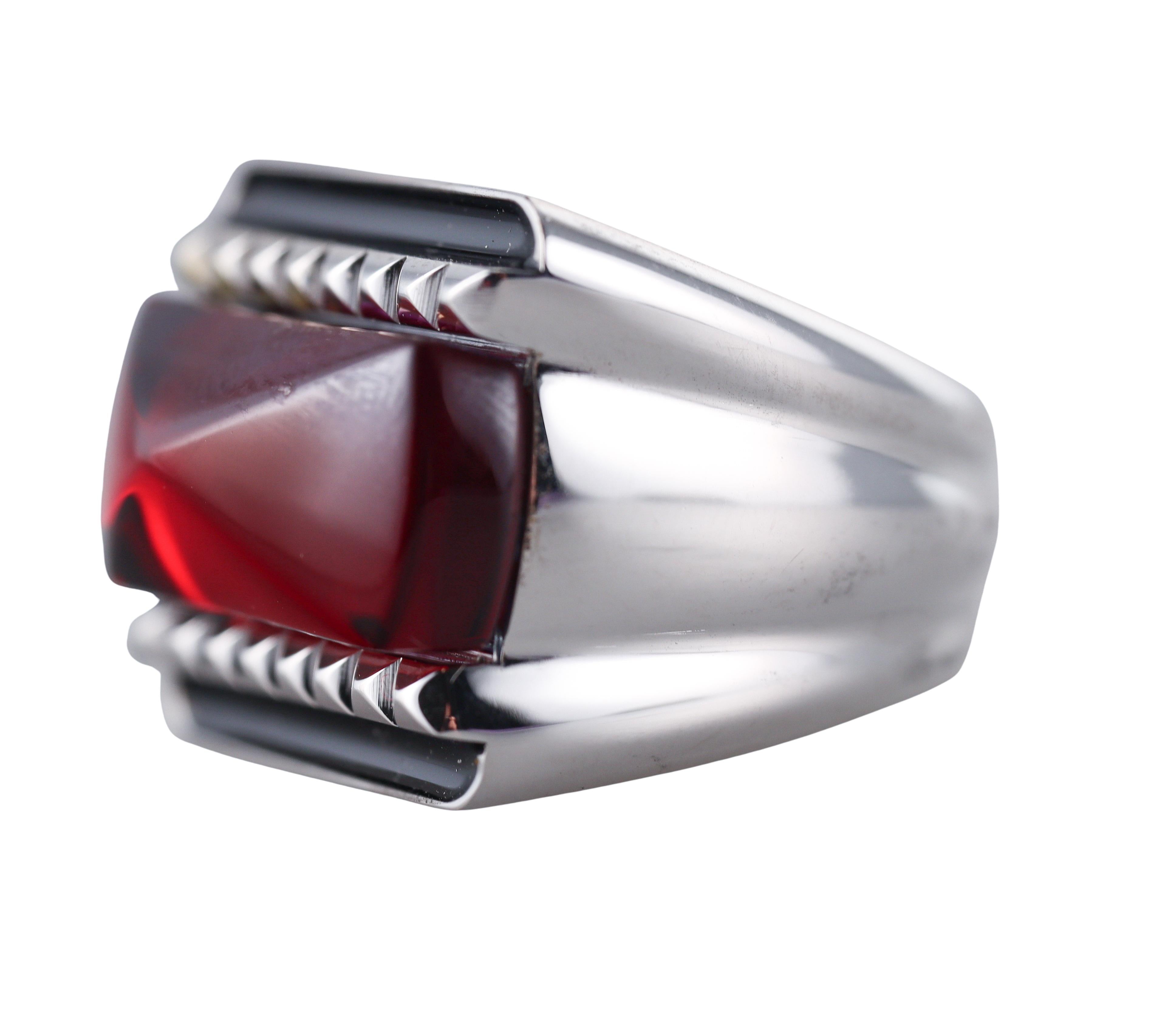 Baccarat Sterling Silver Louxor Red Crystal Ring 2808048