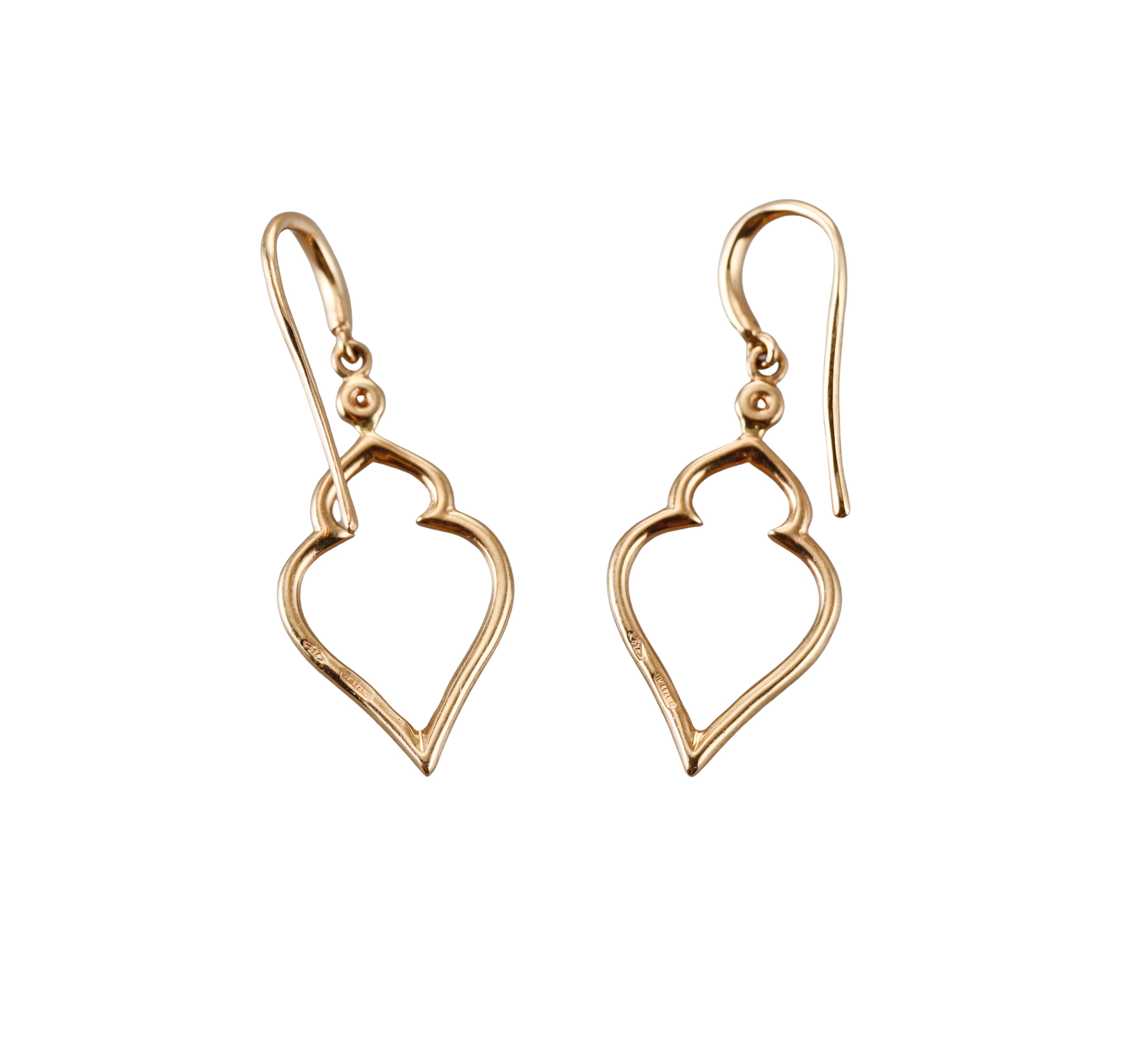 Italian 18k Rose Gold Diamond Drop Earrings