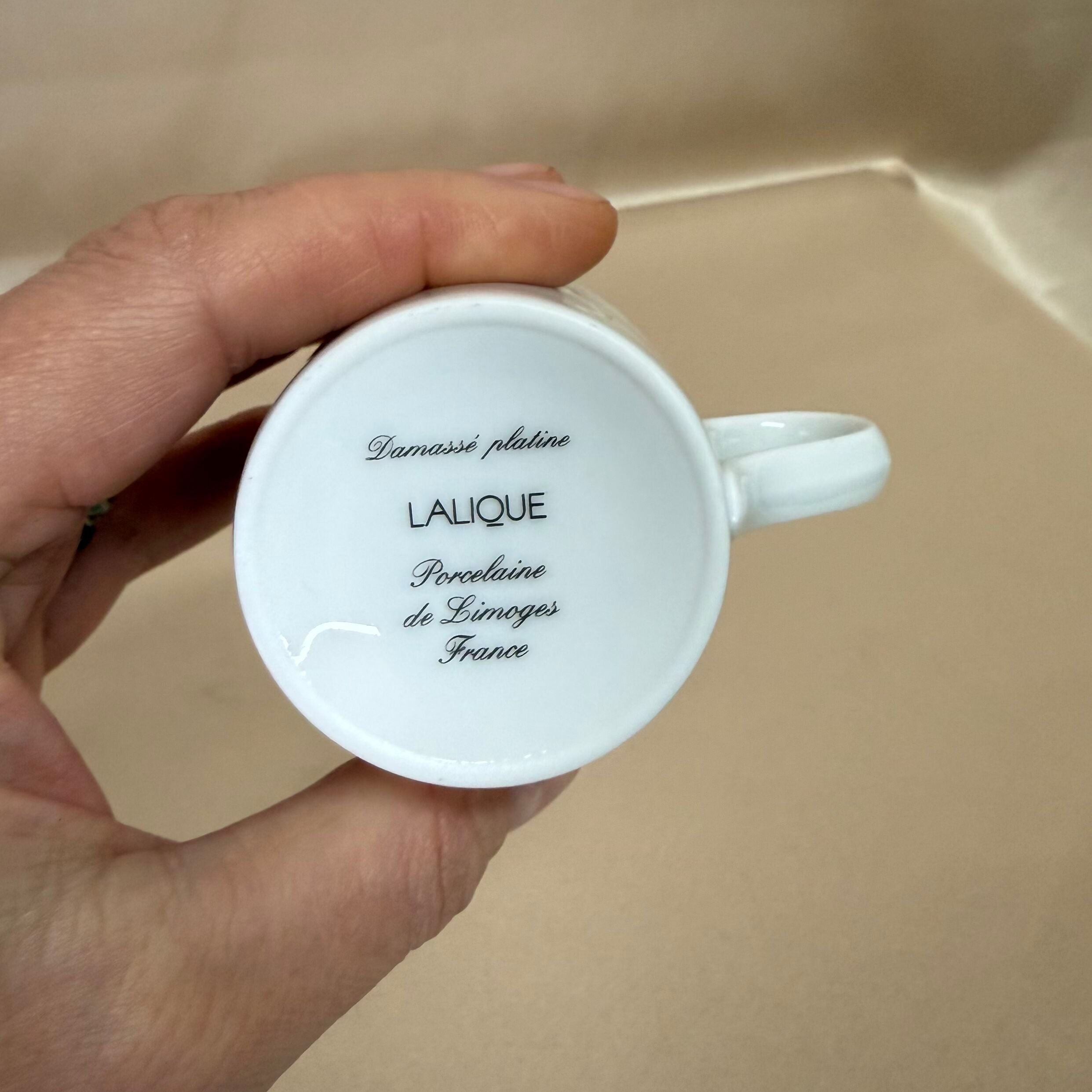 Lalique Damasse Limoges Platine Espresso Cup & Saucer