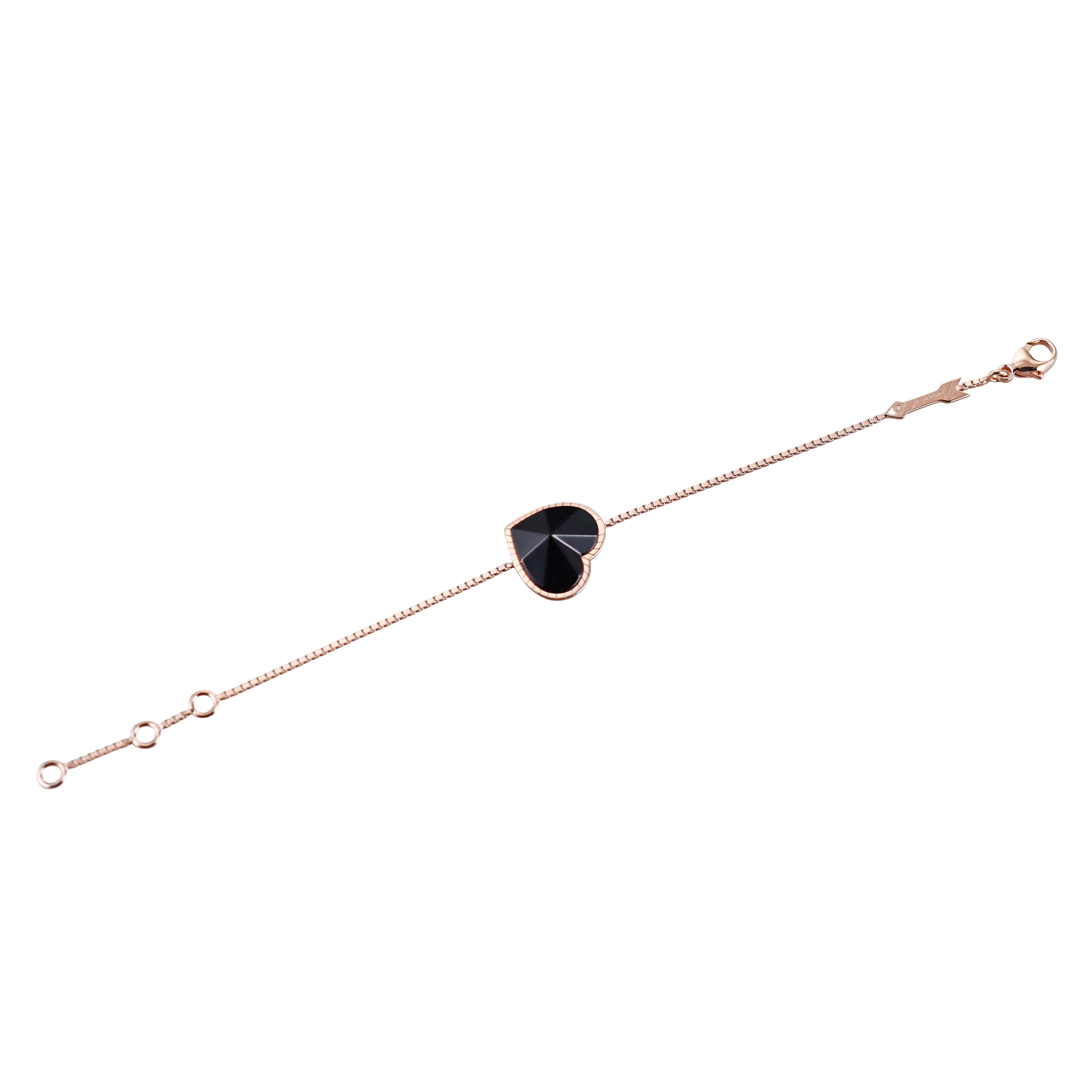 Baccarat 18k Rose Gold Vermeil Sterling Silver Crystal Heart Chain Bracelet 2812905