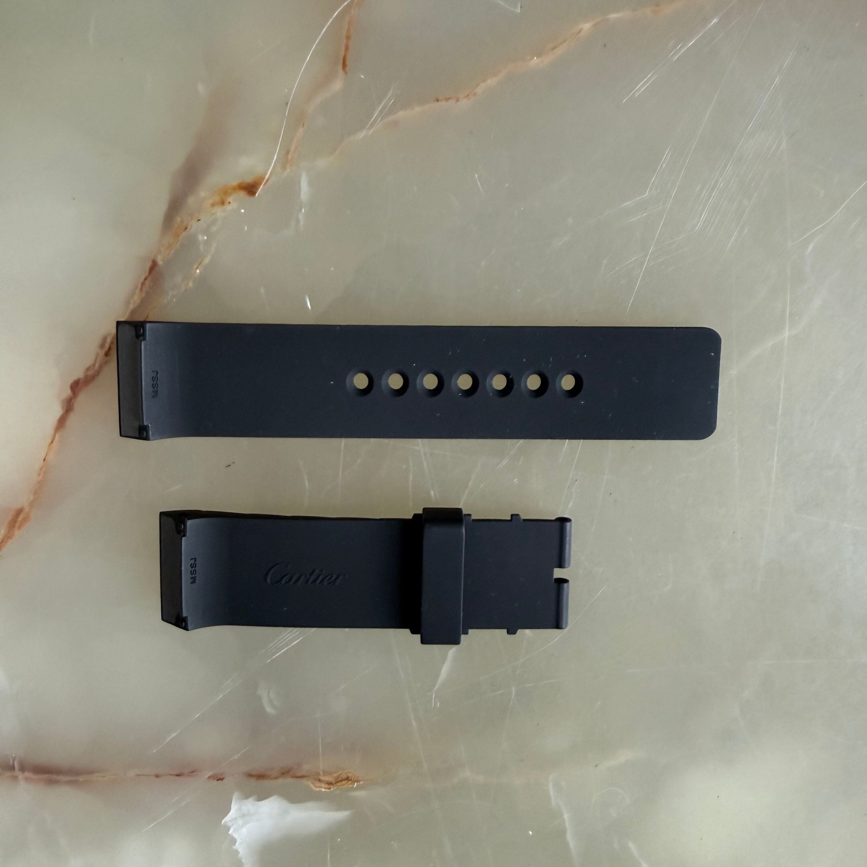 Authentic Cartier Santos Black Rubber Watch Strap Band 23mm MX004FCC