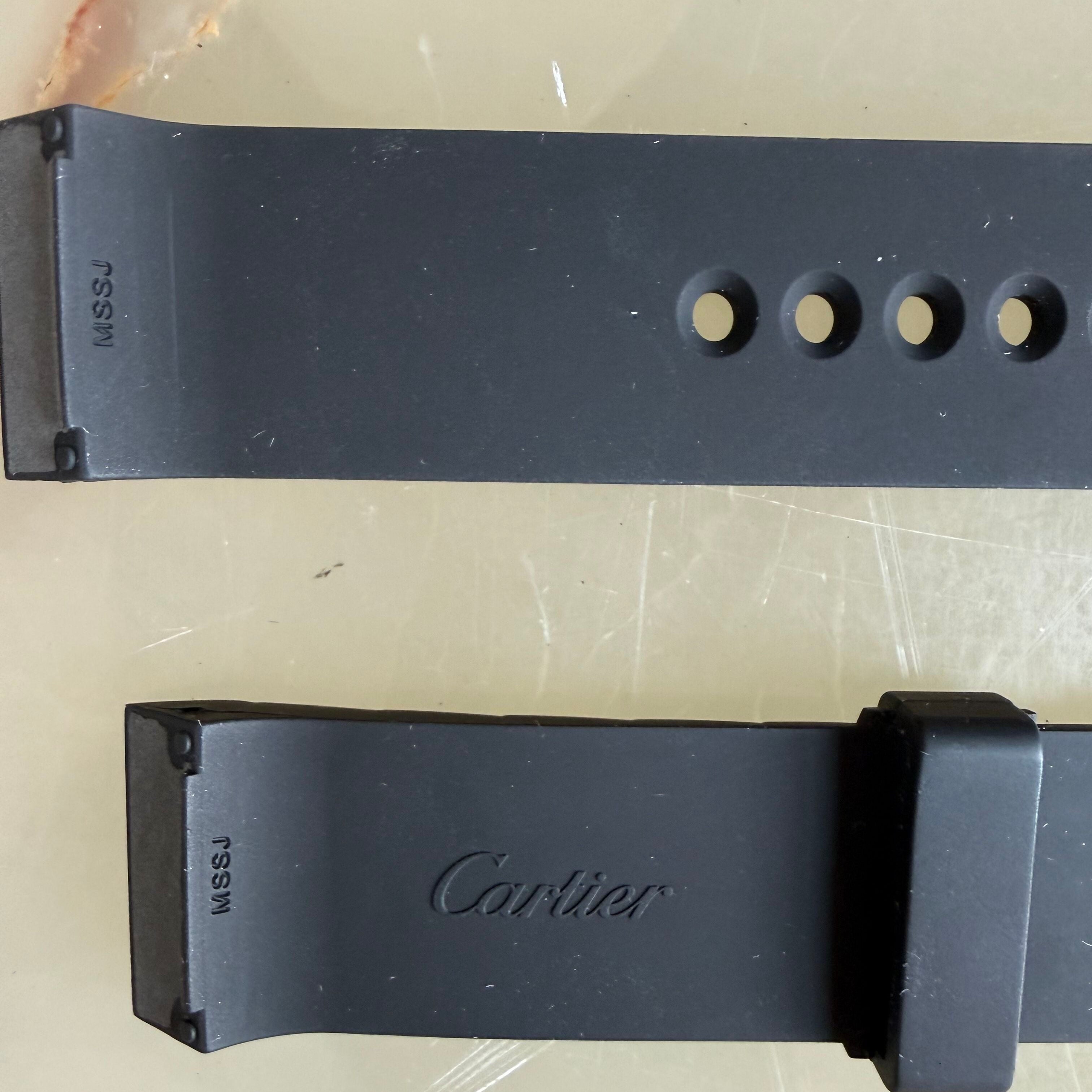 Authentic Cartier Santos Black Rubber Watch Strap Band 23mm MX004FCC