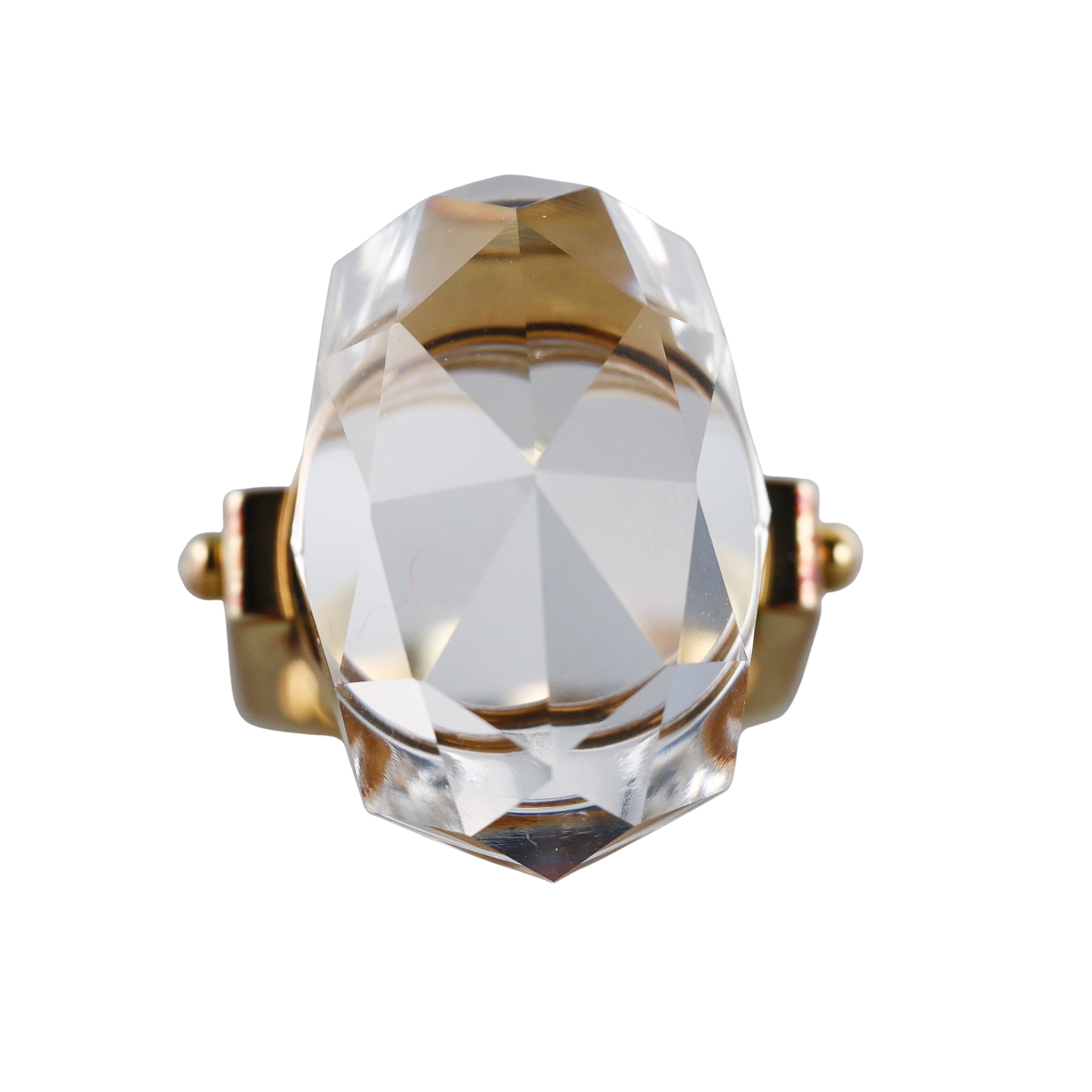 Baccarat Bouchons de Carafe 18k Gold Vermeil Sterling Silver Oval Clear Crystal Ring 2801362