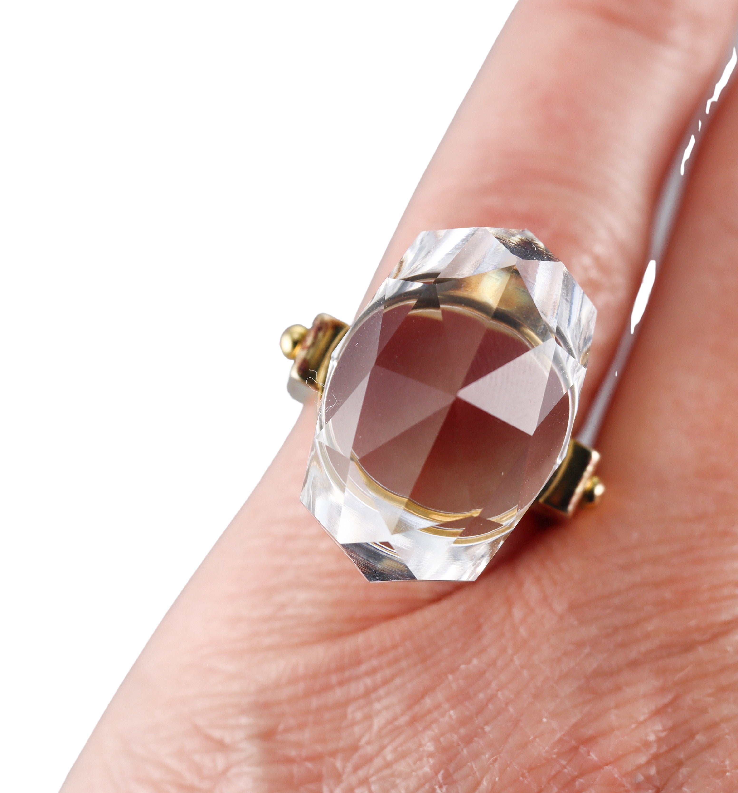 Baccarat Bouchons de Carafe 18k Gold Vermeil Sterling Silver Oval Clear Crystal Ring 2801362