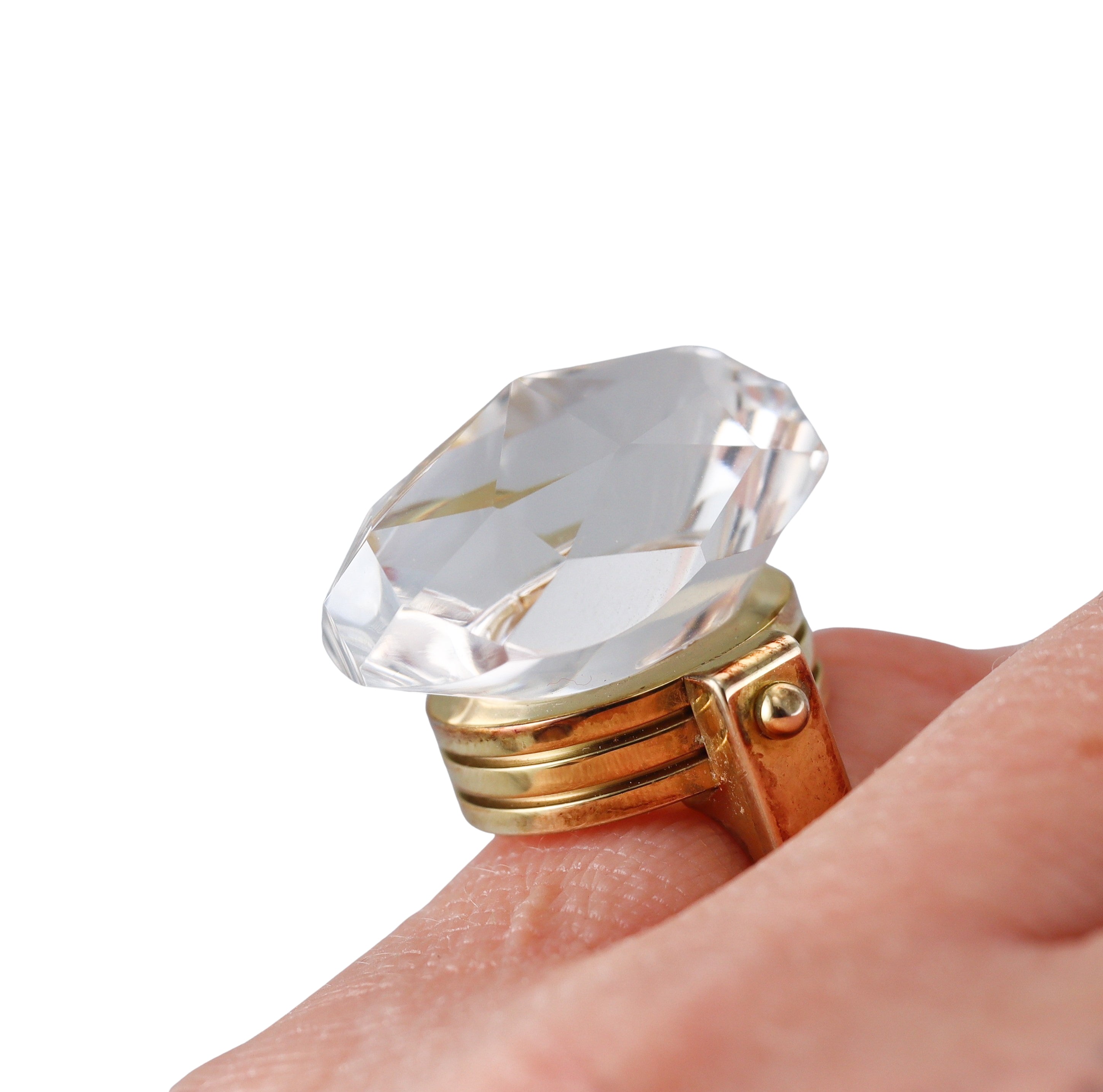 Baccarat Bouchons de Carafe 18k Gold Vermeil Sterling Silver Oval Clear Crystal Ring 2801362