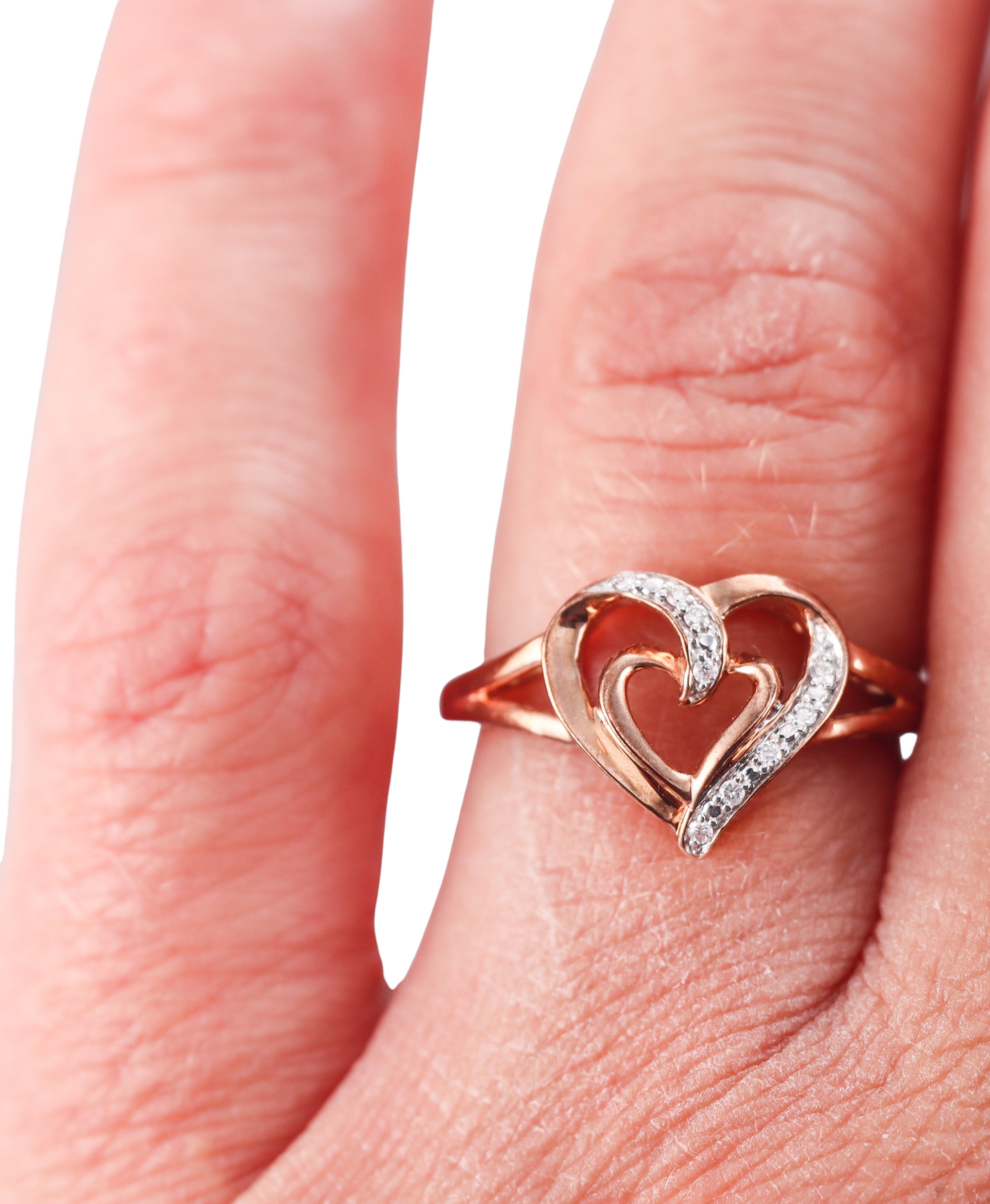 Kallati Rose Gold Diamond Heart Ring
