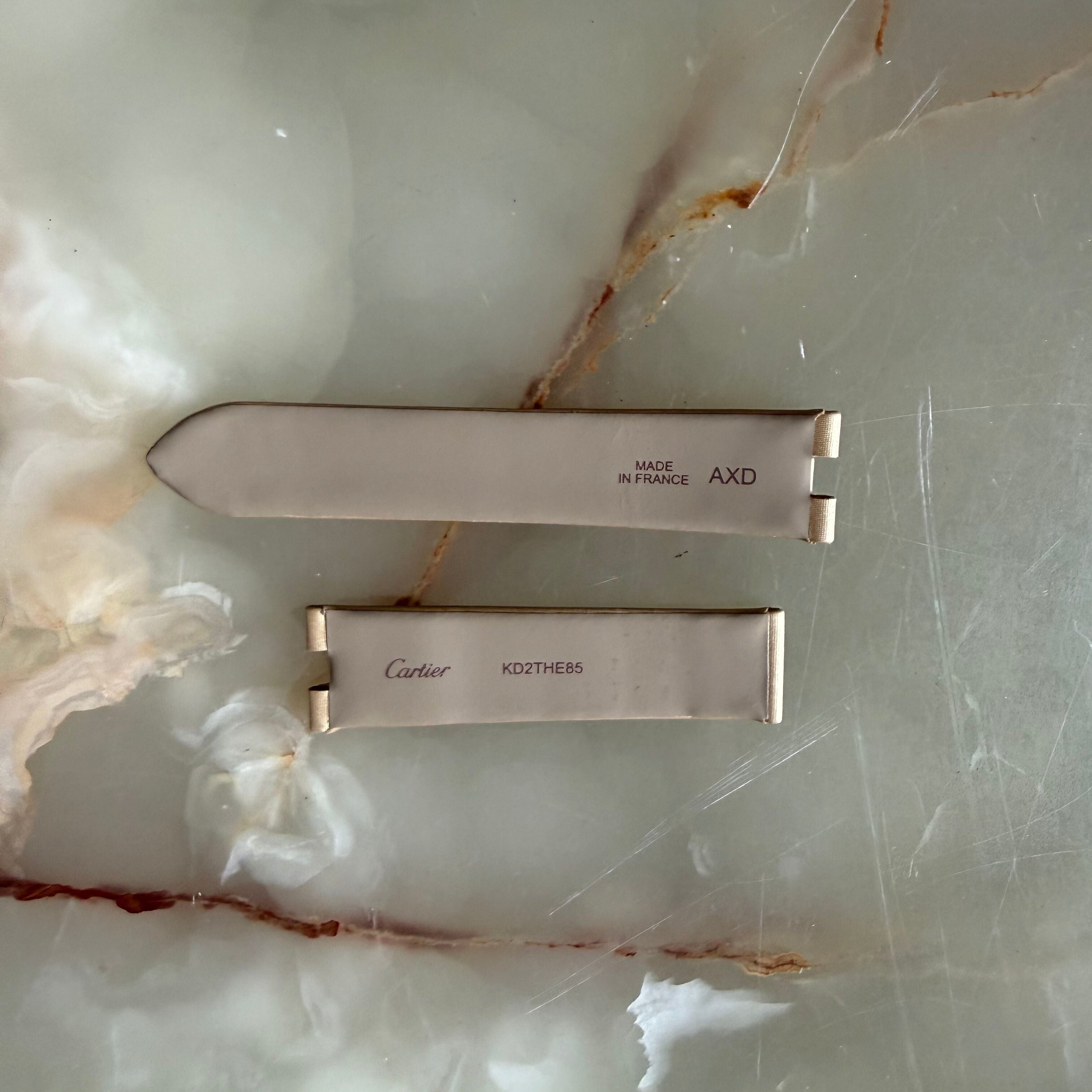 Authentic Cartier Gold Satin & Leather Watch Strap Band 19.55mm KD2THE85