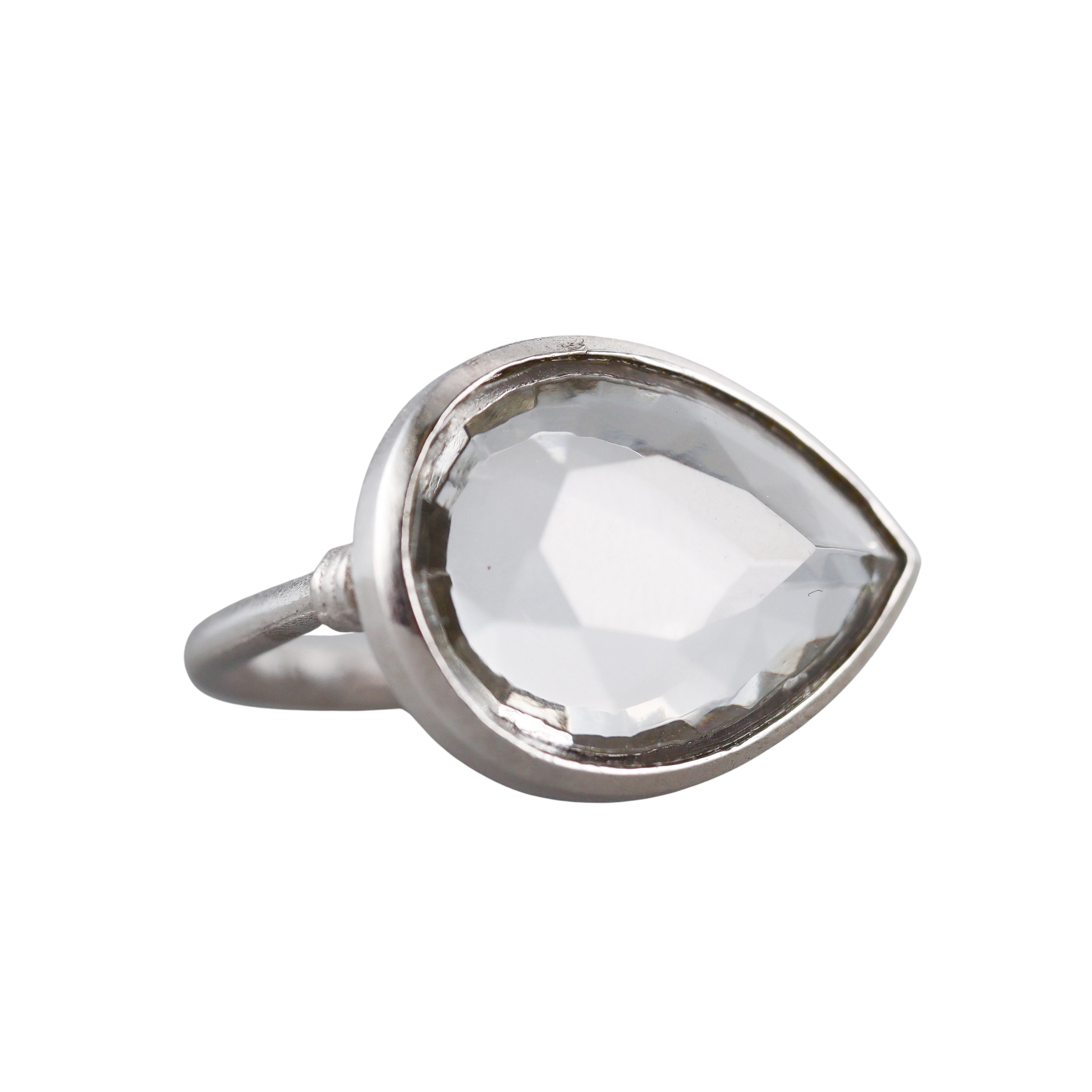 Baccarat Marie Helene de Taillac Sterling Silver Pear Shaped Crystal Ring 2811998