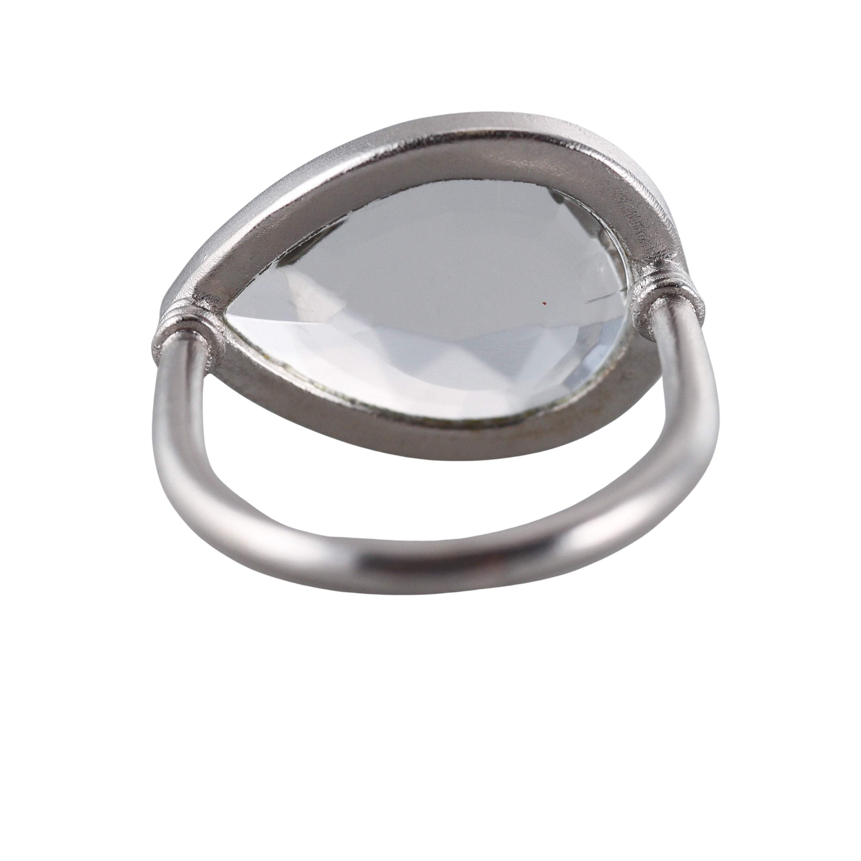 Baccarat Marie Helene de Taillac Sterling Silver Pear Shaped Crystal Ring 2811998