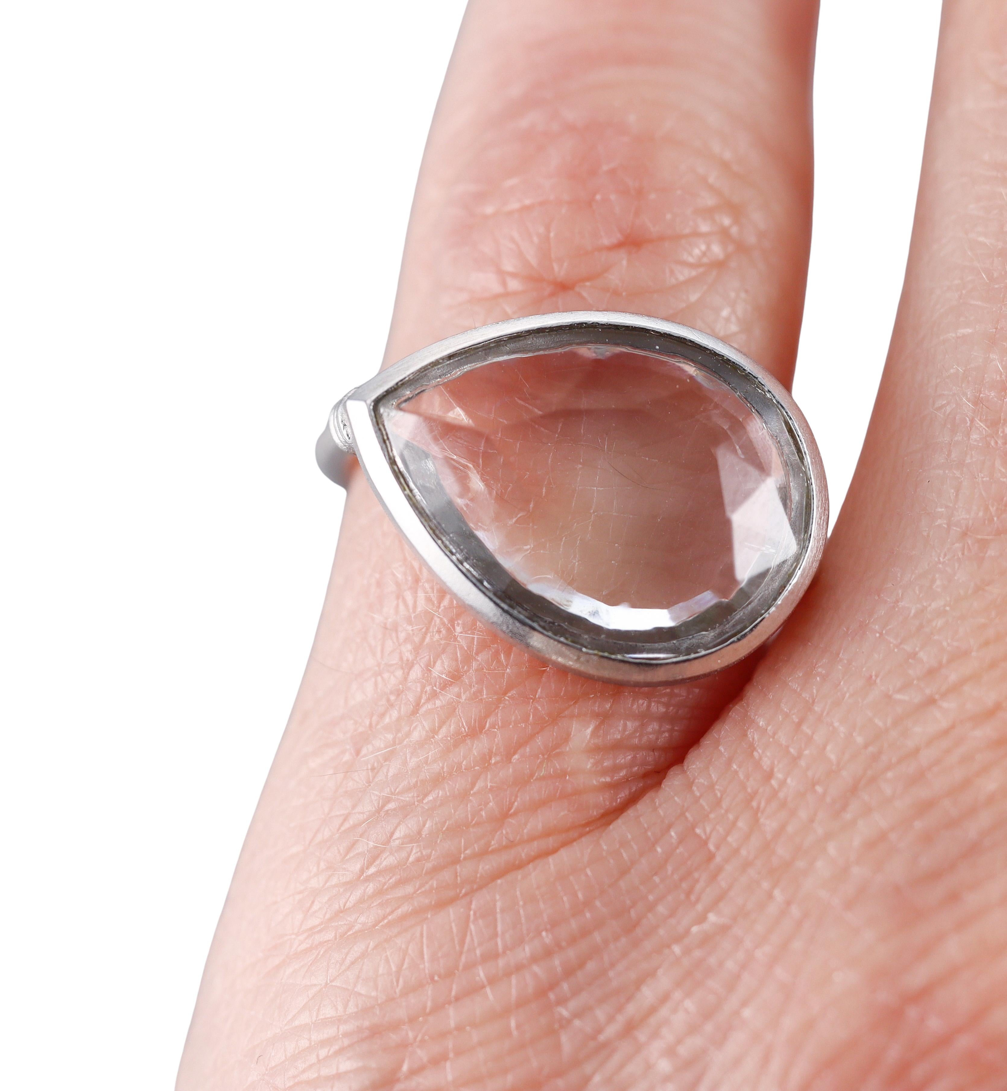 Baccarat Marie Helene de Taillac Sterling Silver Crystal Ring 2811998